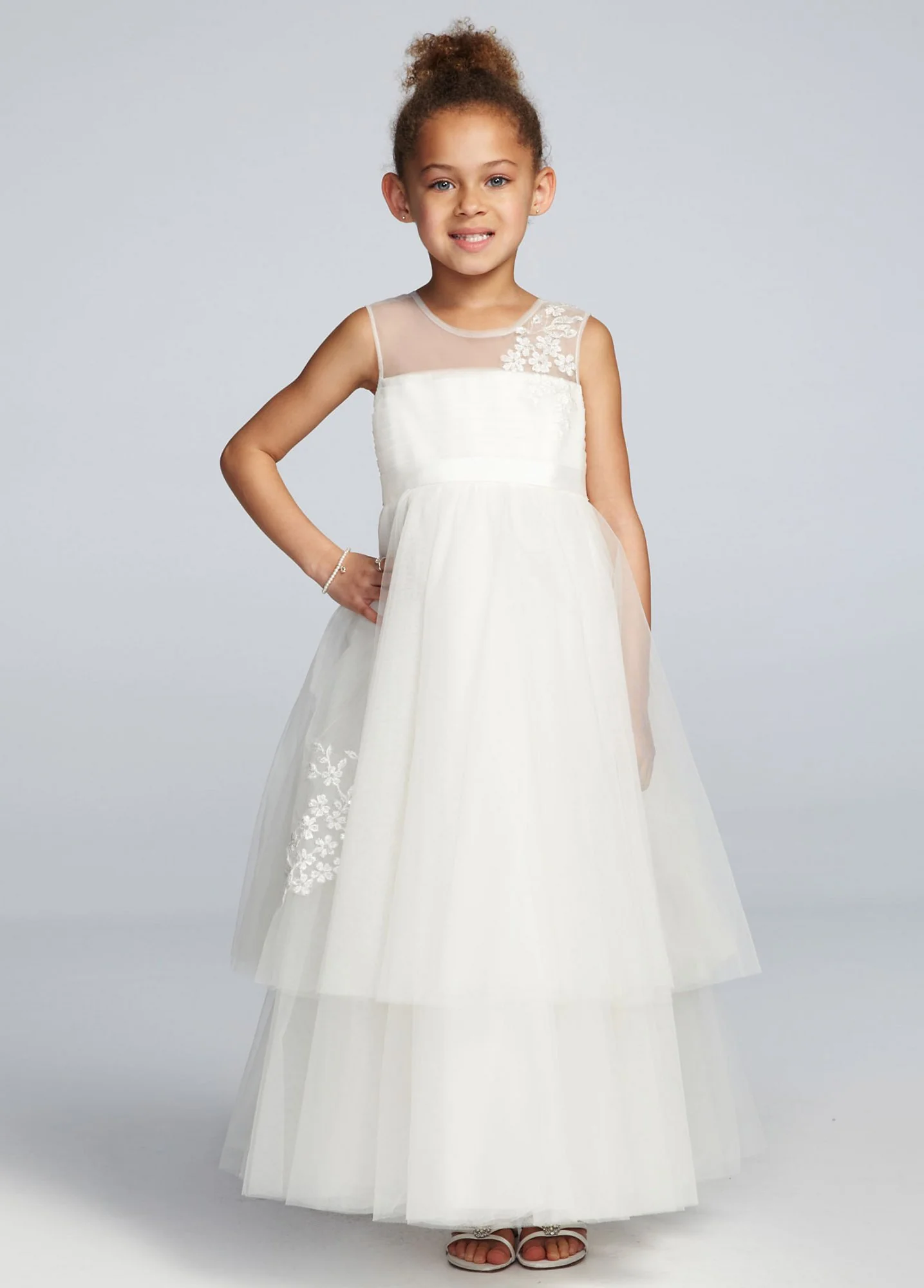 Floor Length Ball Gown with Lace Embellishment - Image 2