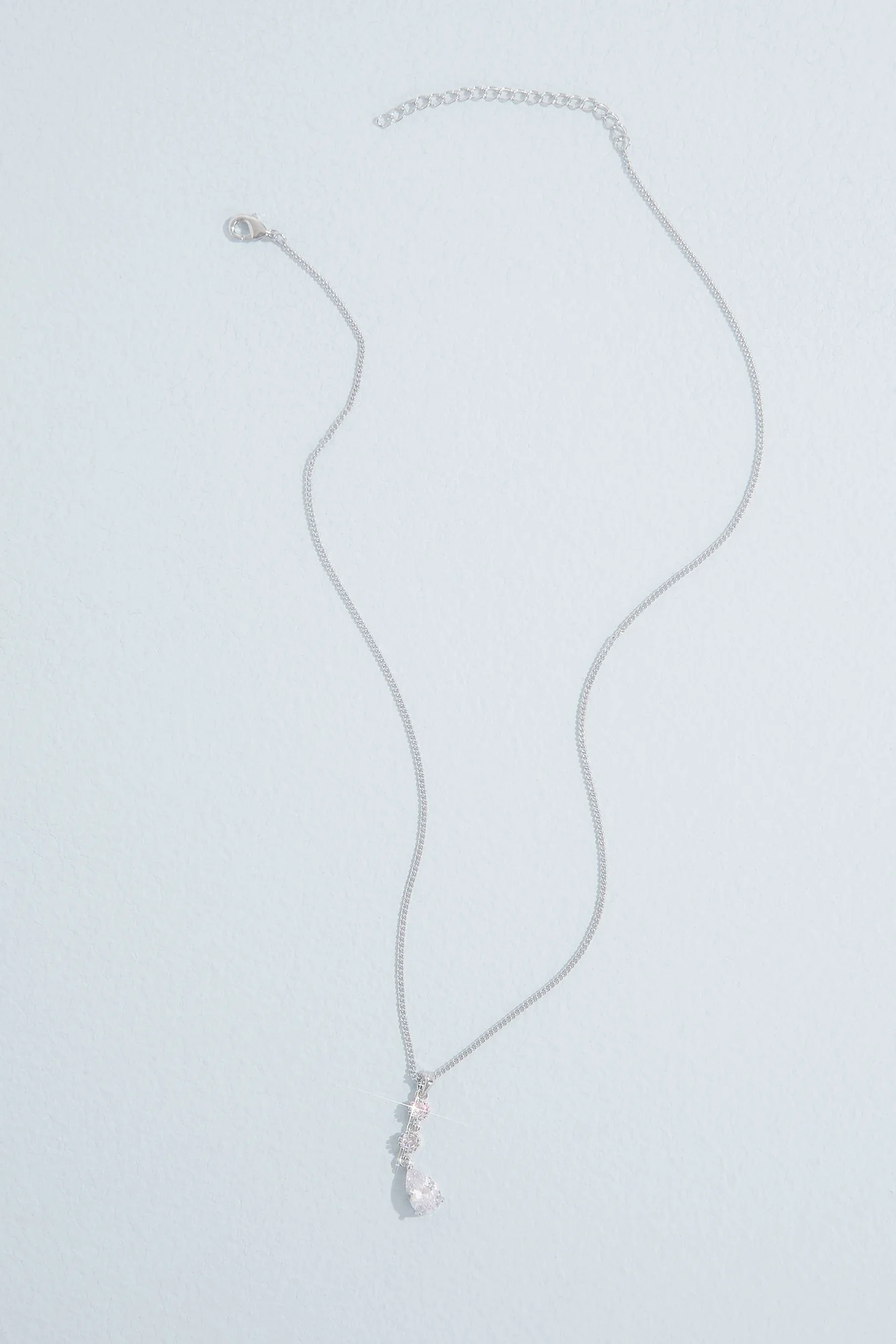 Teardrop Cubic Zirconia Crystal Pendant Necklace