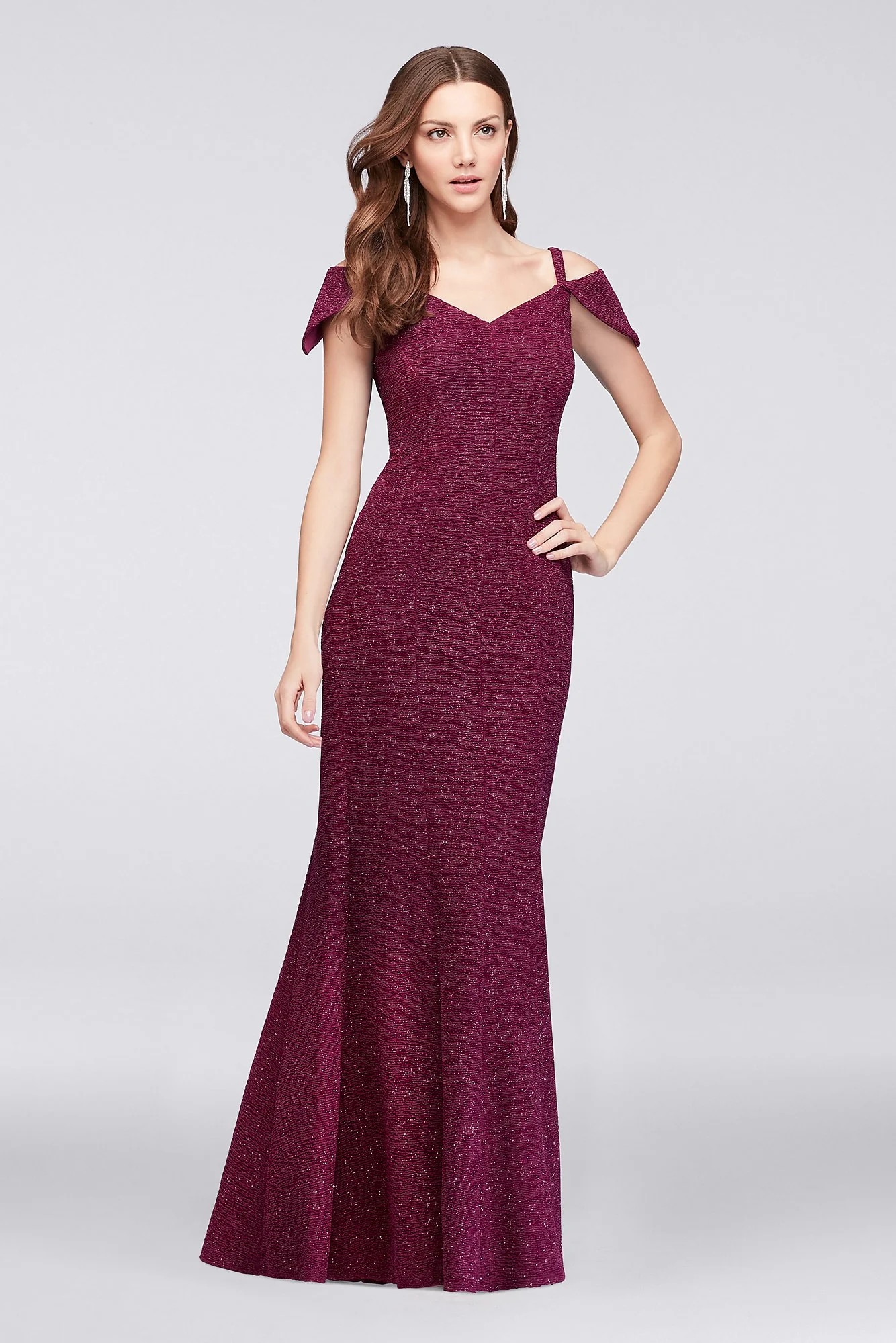 Textured Glitter Off-The-Shoulder Mermaid Gown - Image 2