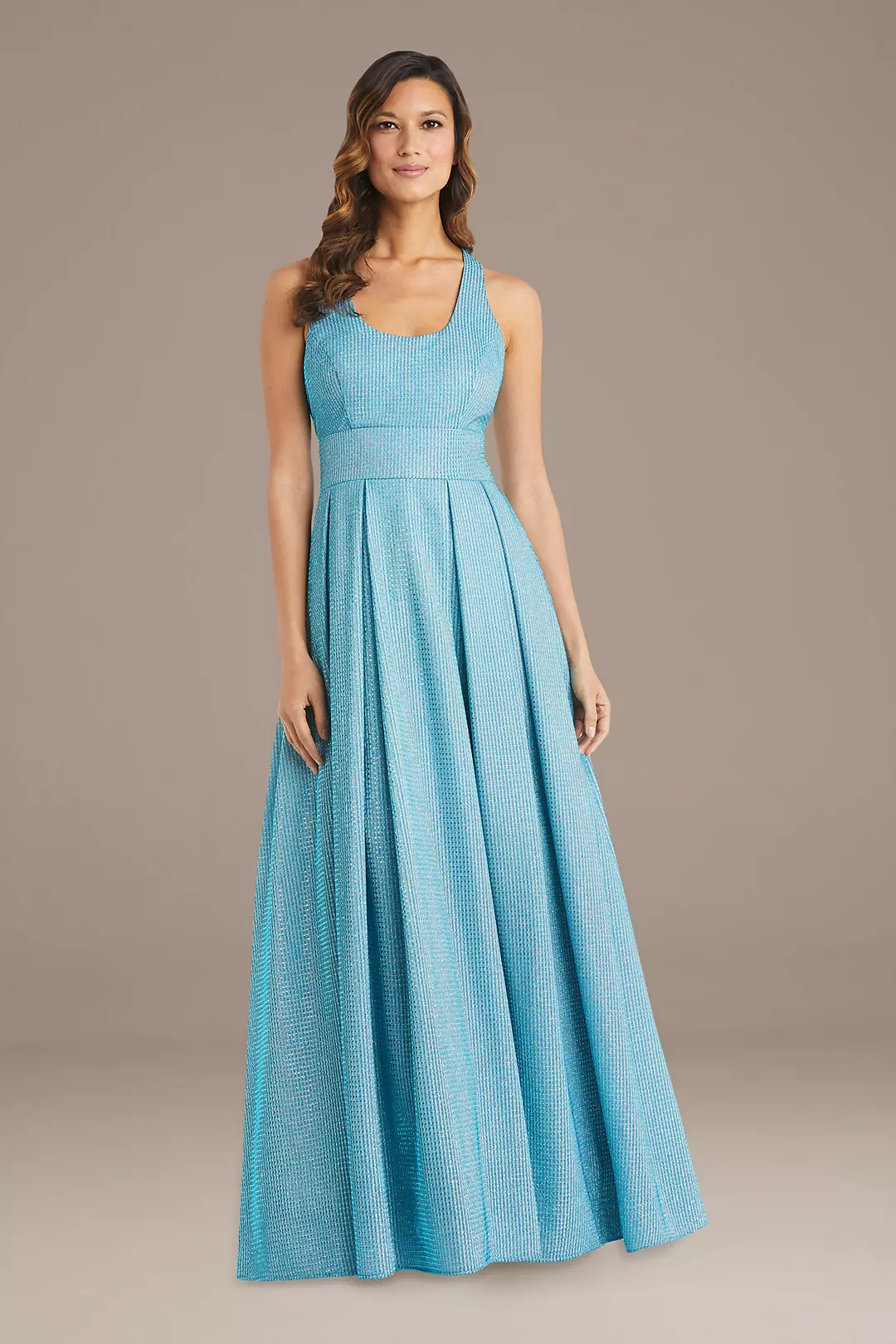 Textured Metallic Racerback A-Line Gown - Image 7