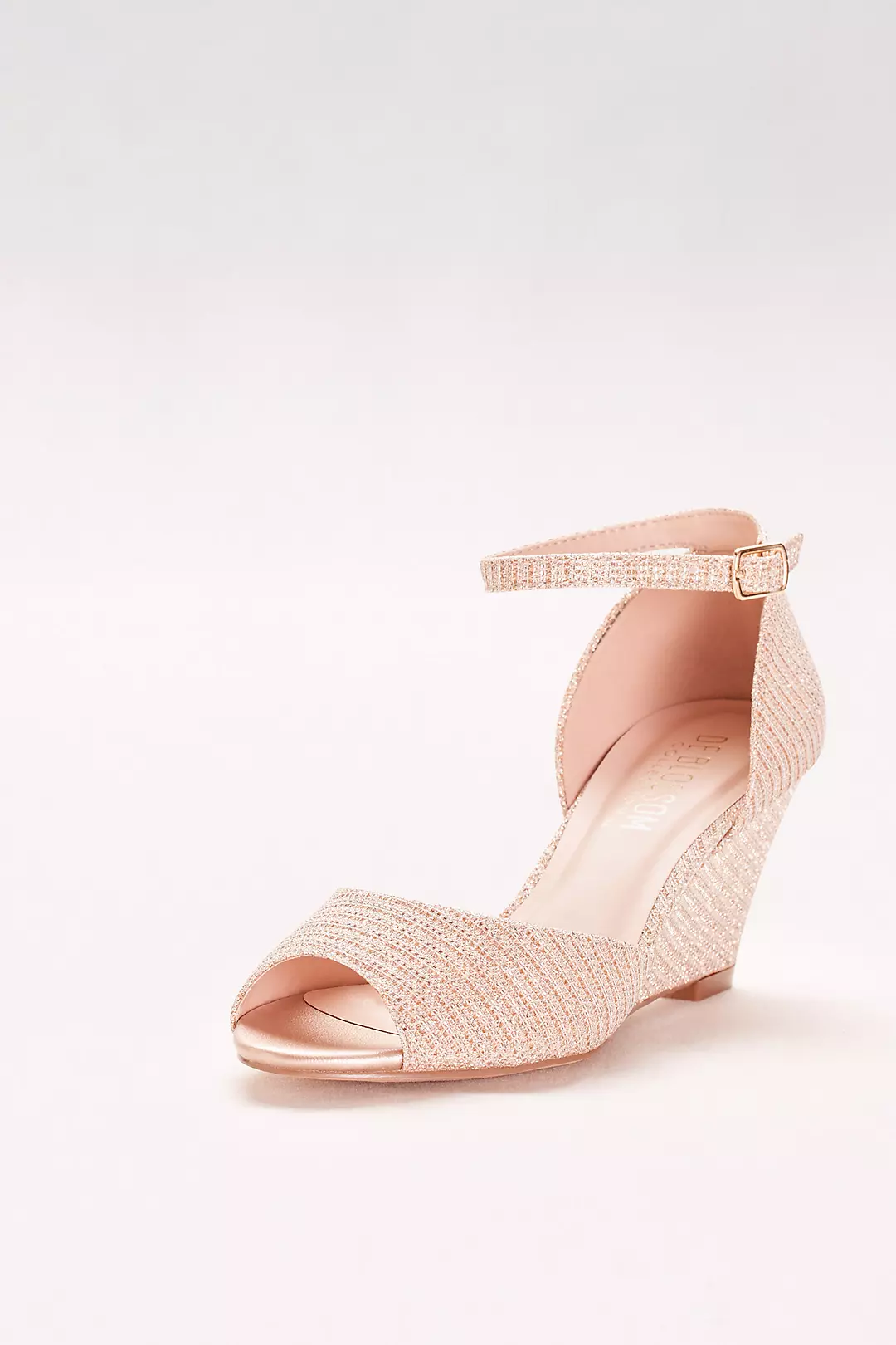 Textured Peep-Toe Wedges with Ankle Straps - Image 2