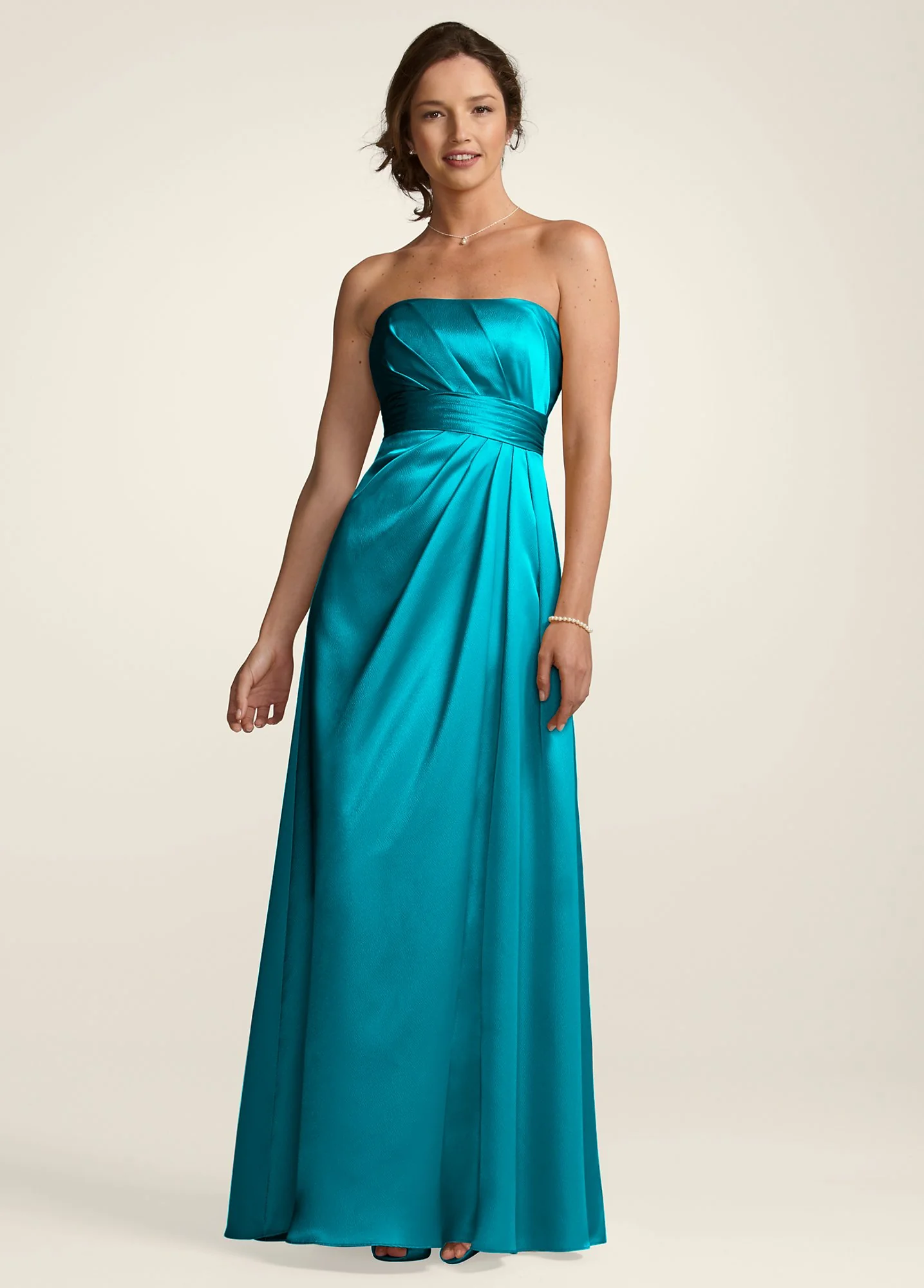Textured Satin Dress with Pleated Bodice - Image 2