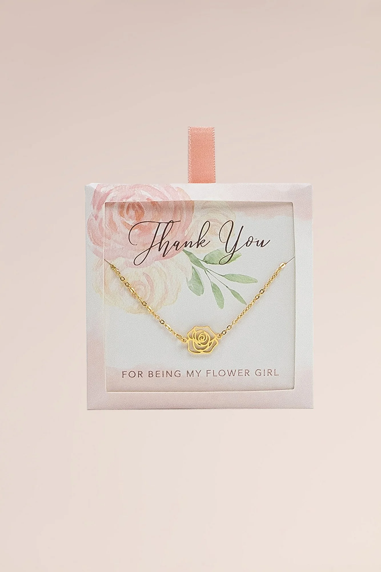 Thank You for Being My Flower Girl Rose Necklace