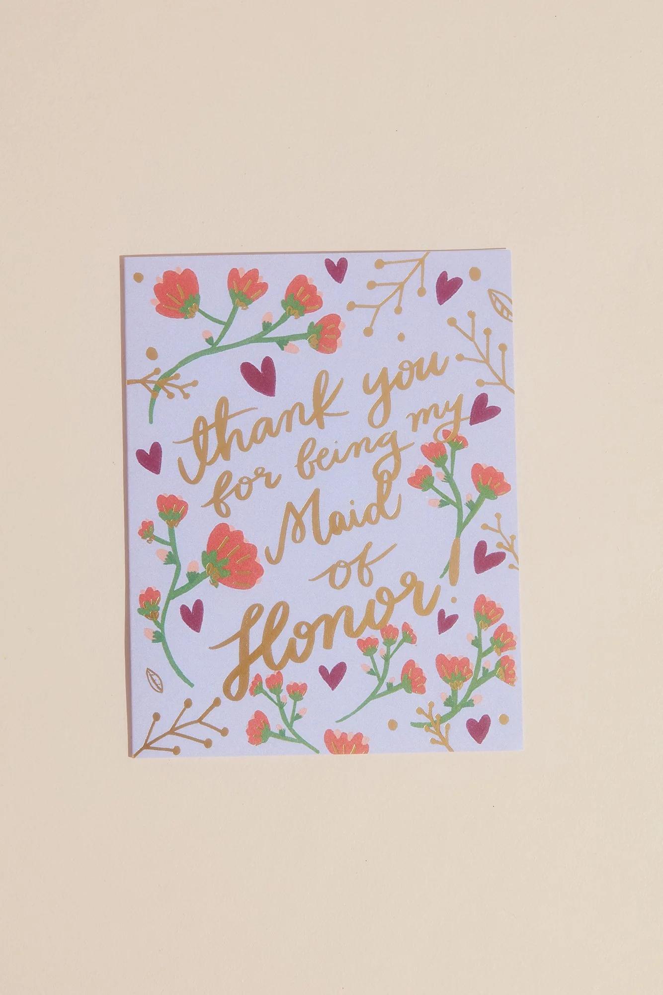 Thank You Maid of Honor Card with Envelope