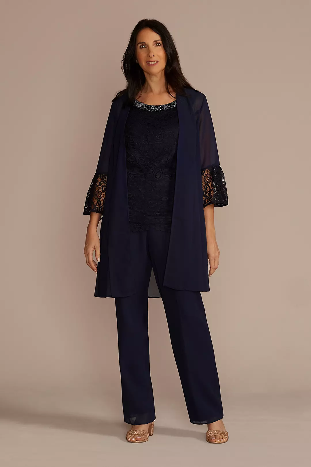 Three-Piece Georgette Lace Pantsuit - Image 2