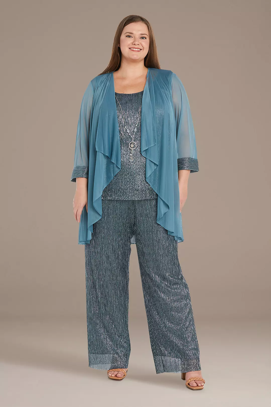 Three-Piece Metallic Pantsuit Set - Image 2