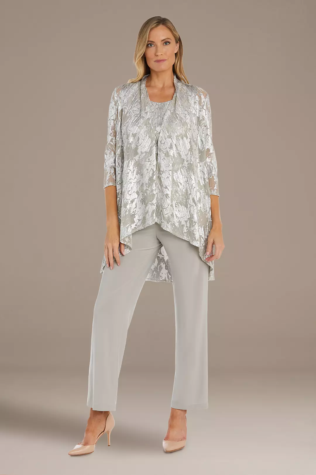 Three-Piece Metallic Patterned Pantsuit - Image 3