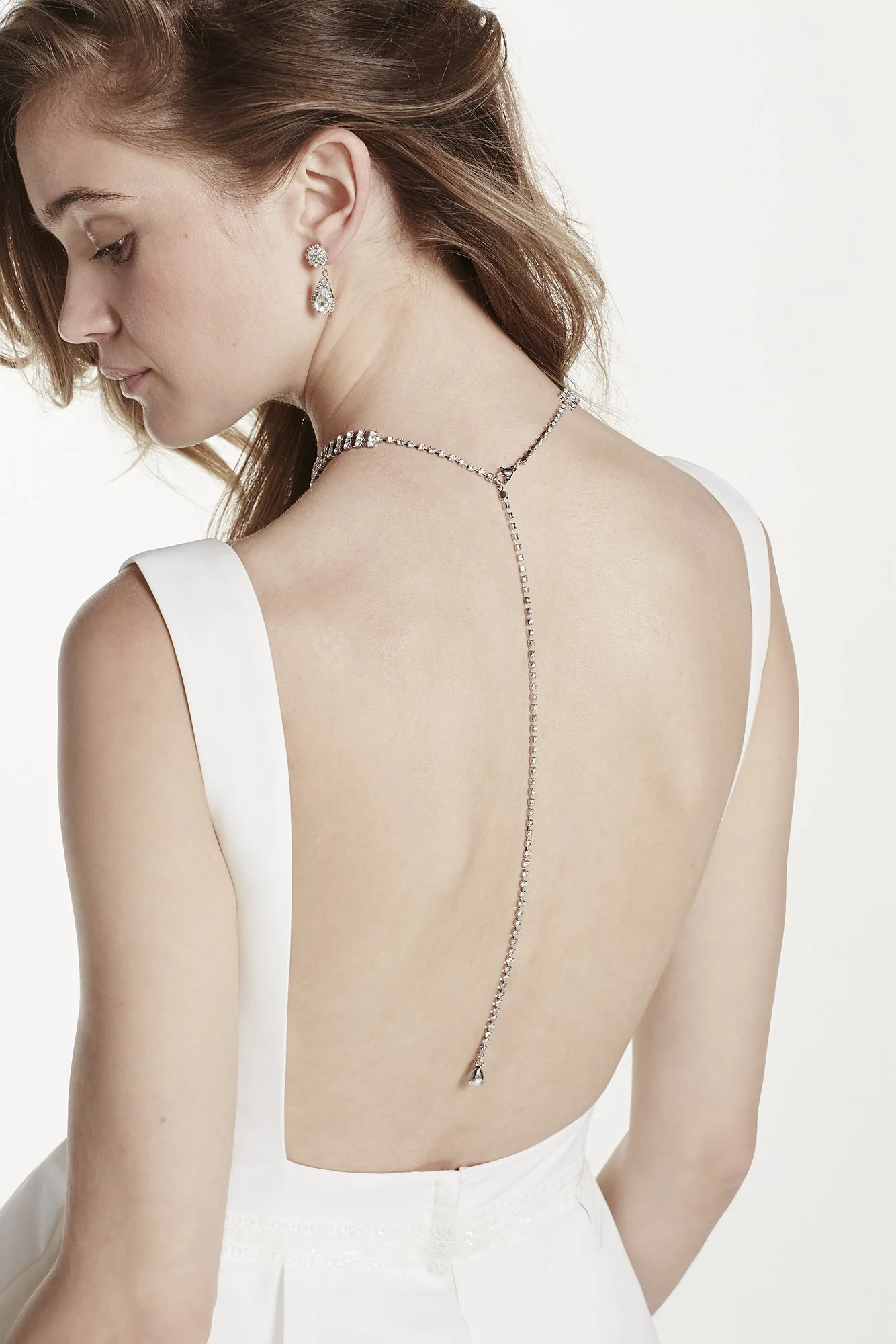 Three Row Rhinestone Back Necklace