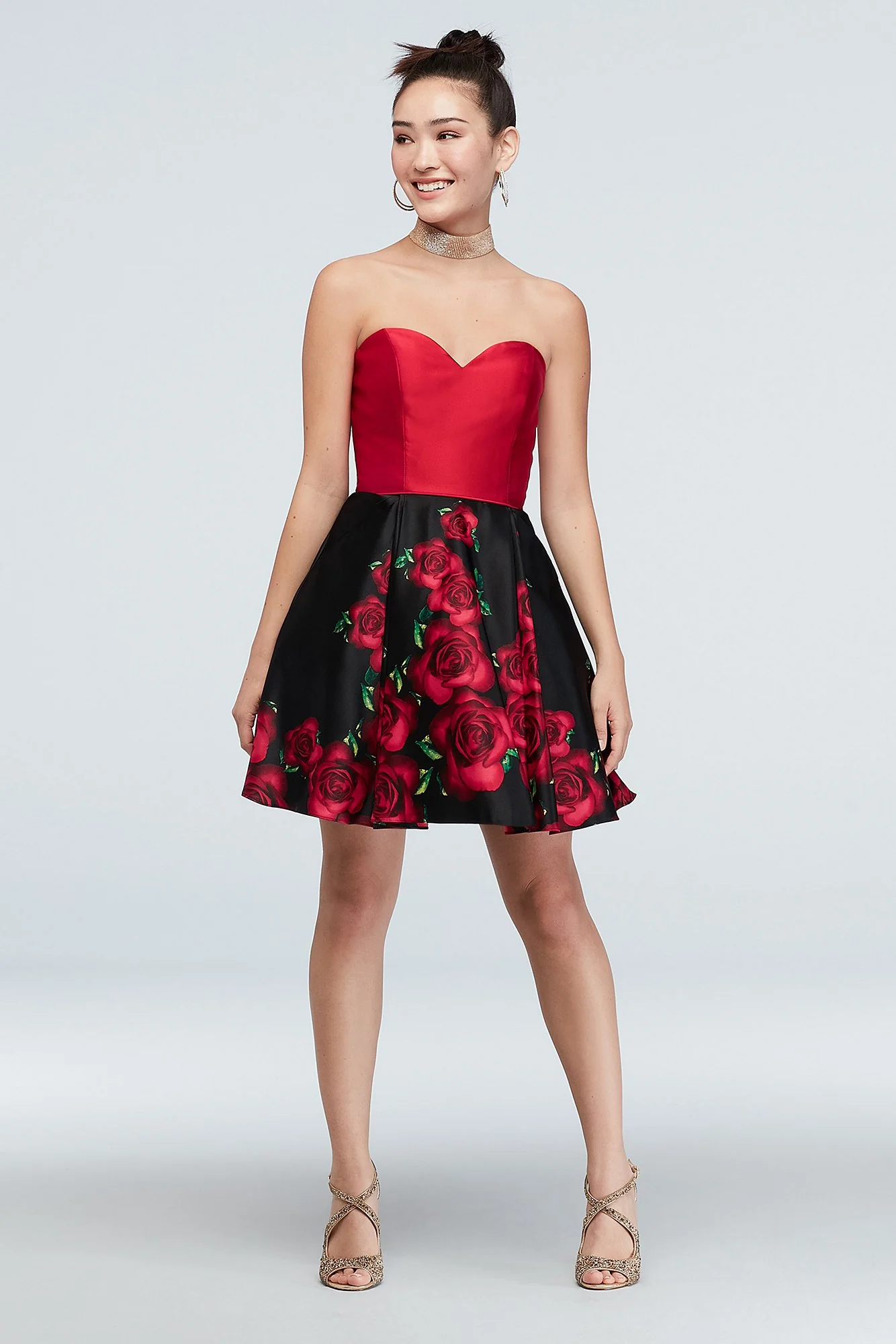 Tie-Corset and Floral Skirt Fit- and-Flare Dress