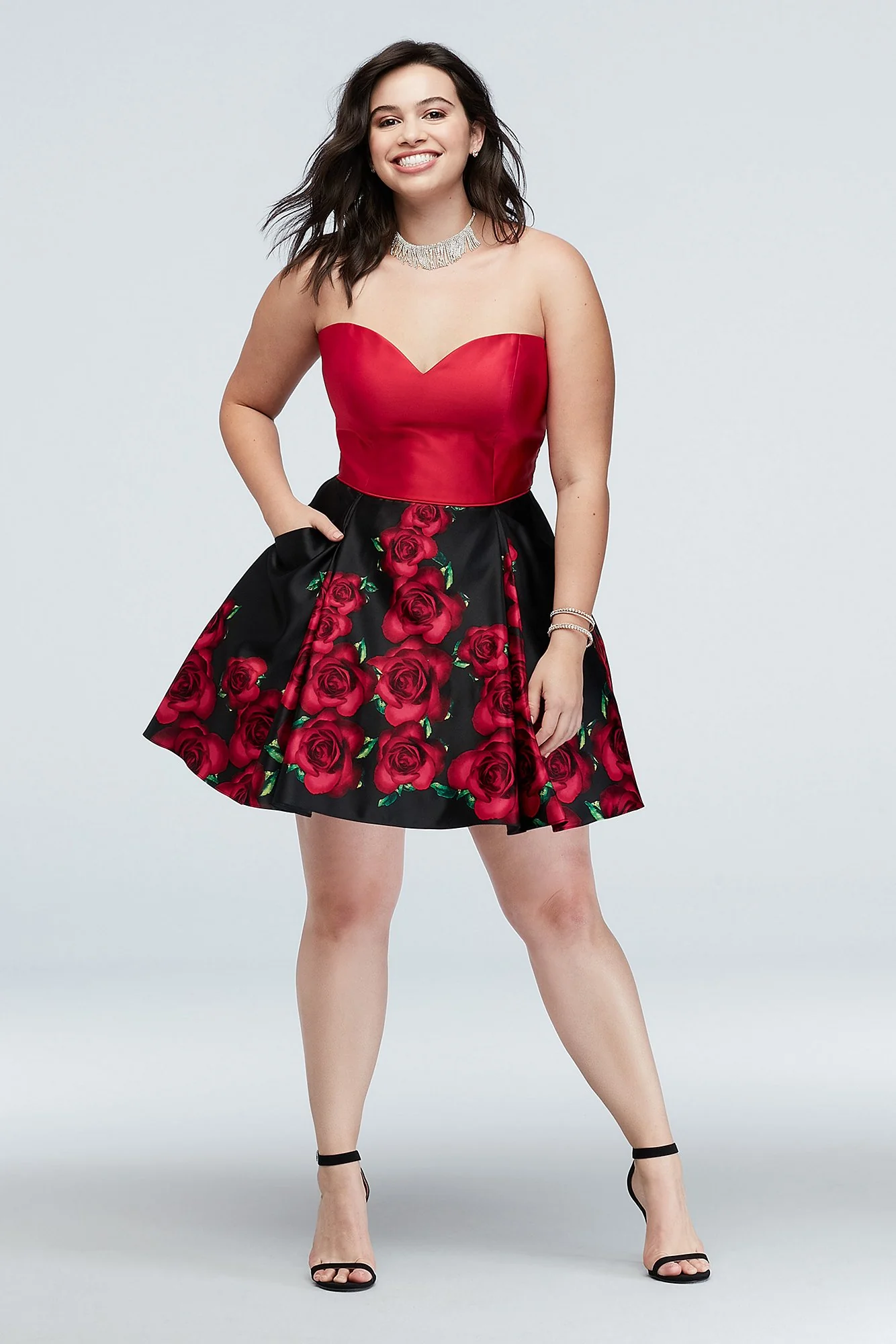 Tie-Corset and Floral Skirt Fit- and-Flare Dress - Image 3