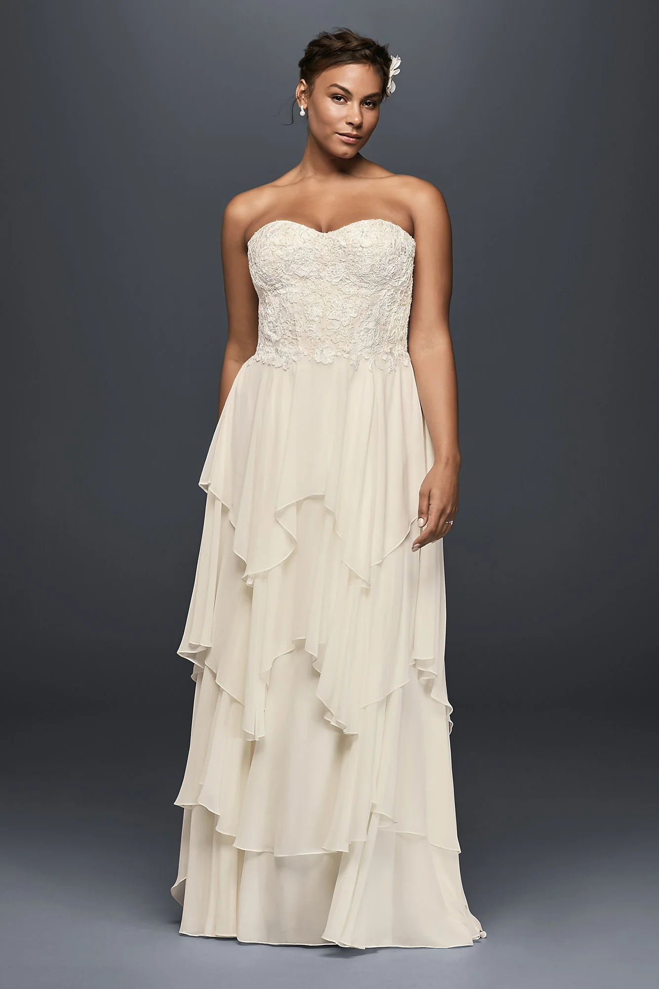 Tiered Chiffon A-Line Wedding Dress - Image 9
