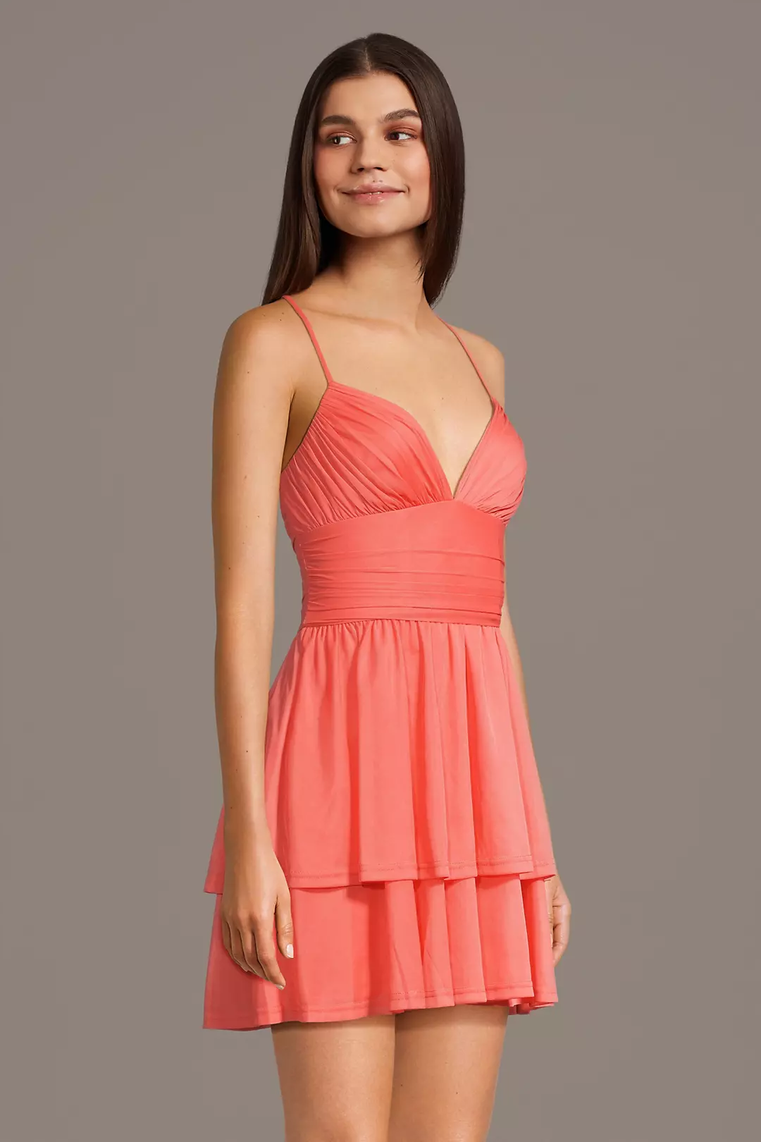 Tiered Mesh A-Line Mini Dress - Image 3