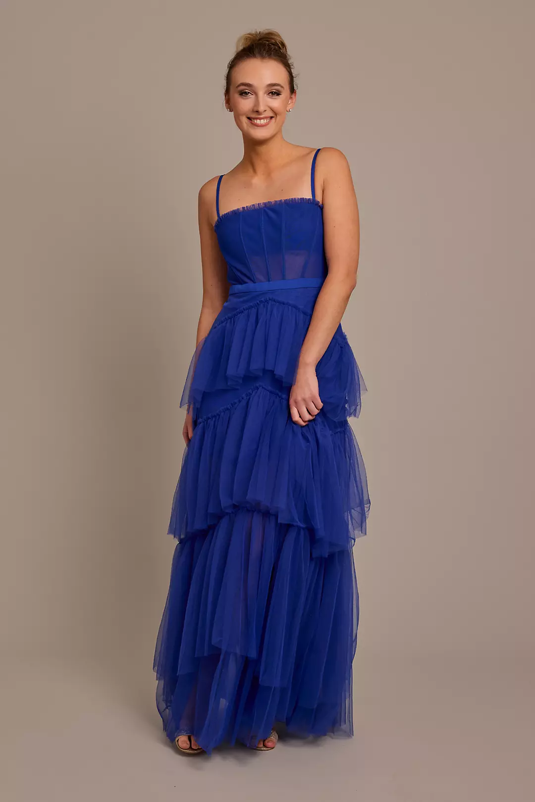 Tiered Mesh Corset Prom Dress - Image 11