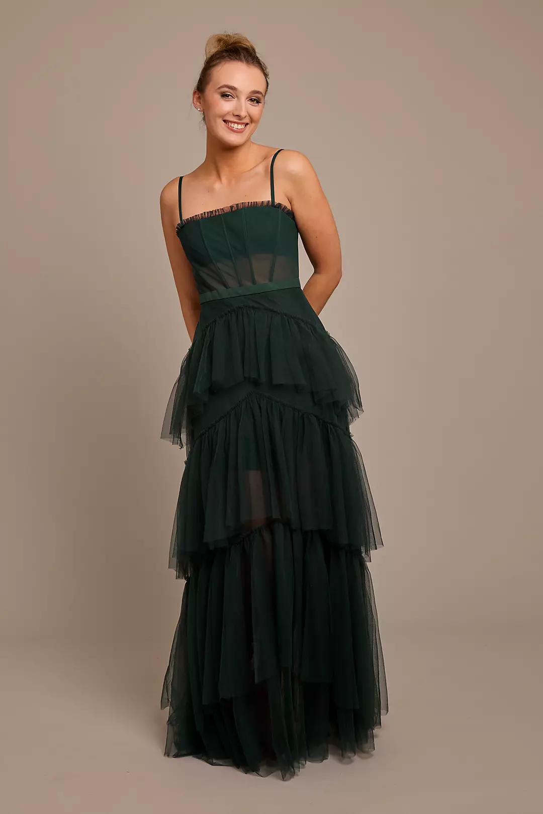 Tiered Mesh Corset Prom Dress - Image 15