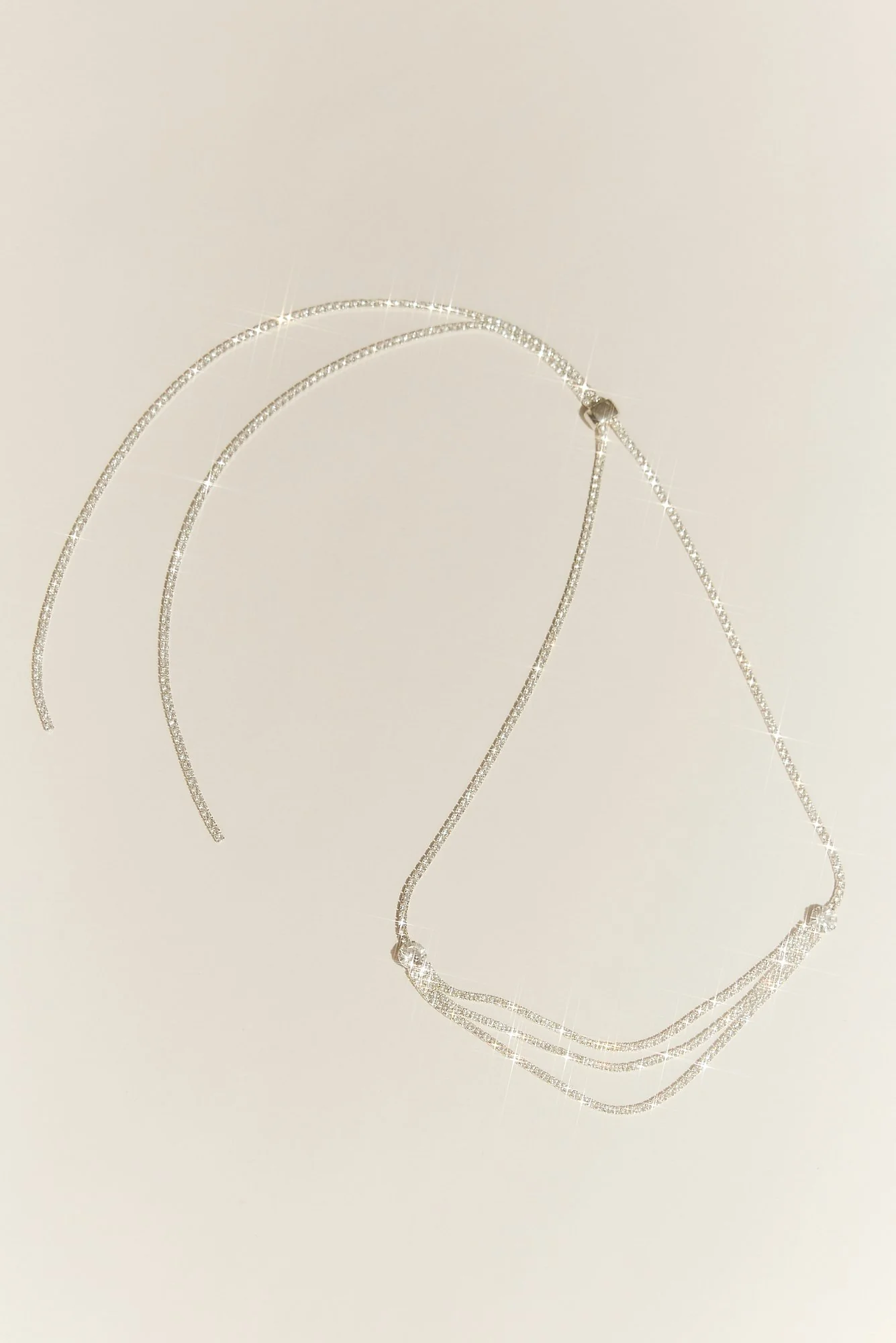 Tiered Rhinestone Back Drop Necklace