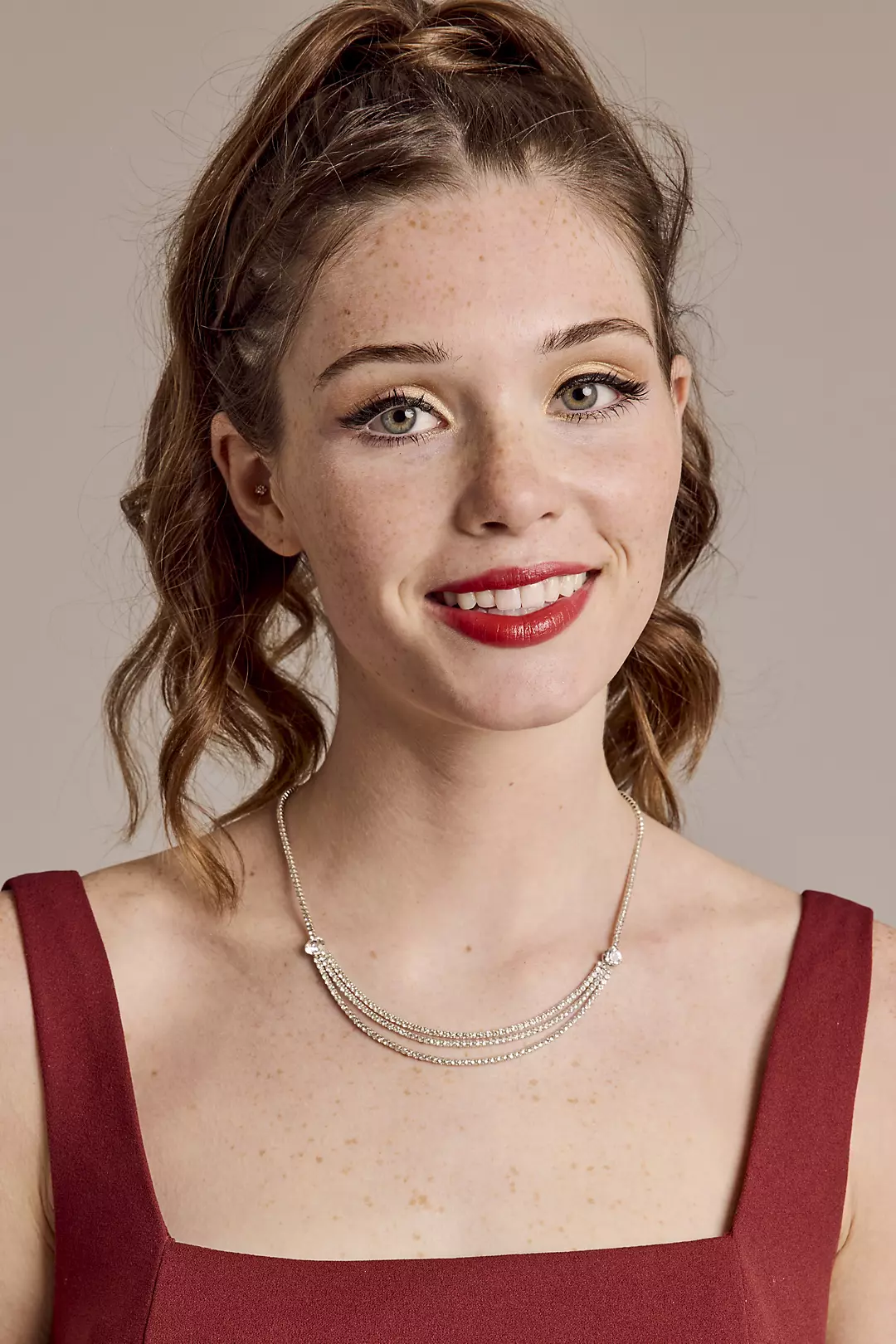 Tiered Rhinestone Back Drop Necklace - Image 2