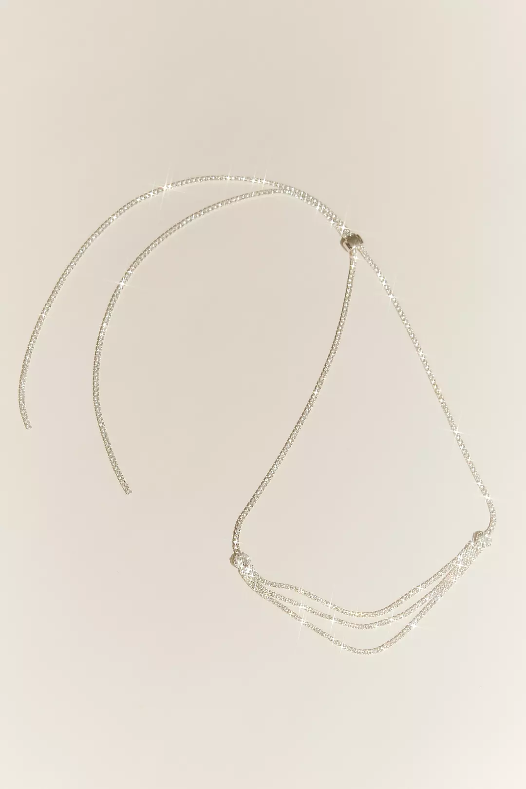 Tiered Rhinestone Back Drop Necklace - Image 3