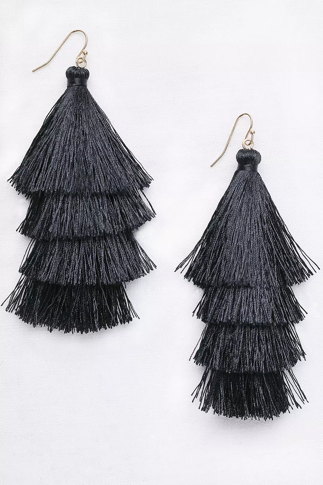 Tiered Thread Tassel Earrings - Image 3