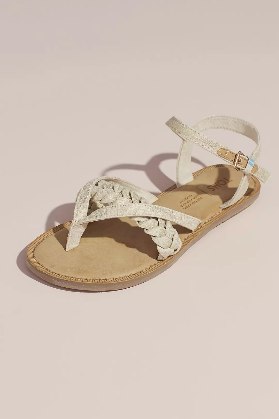 TOMS Braided Metallic Strappy Flat Sandals - Image 2
