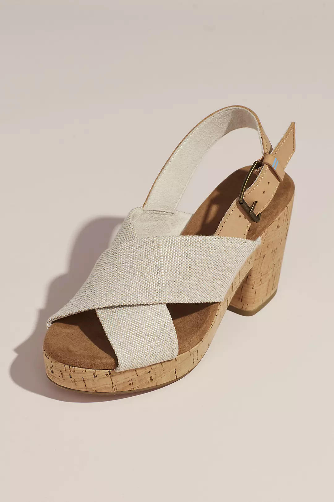 TOMS Crisscross Strap Cork Block Heel Sandals - Image 3