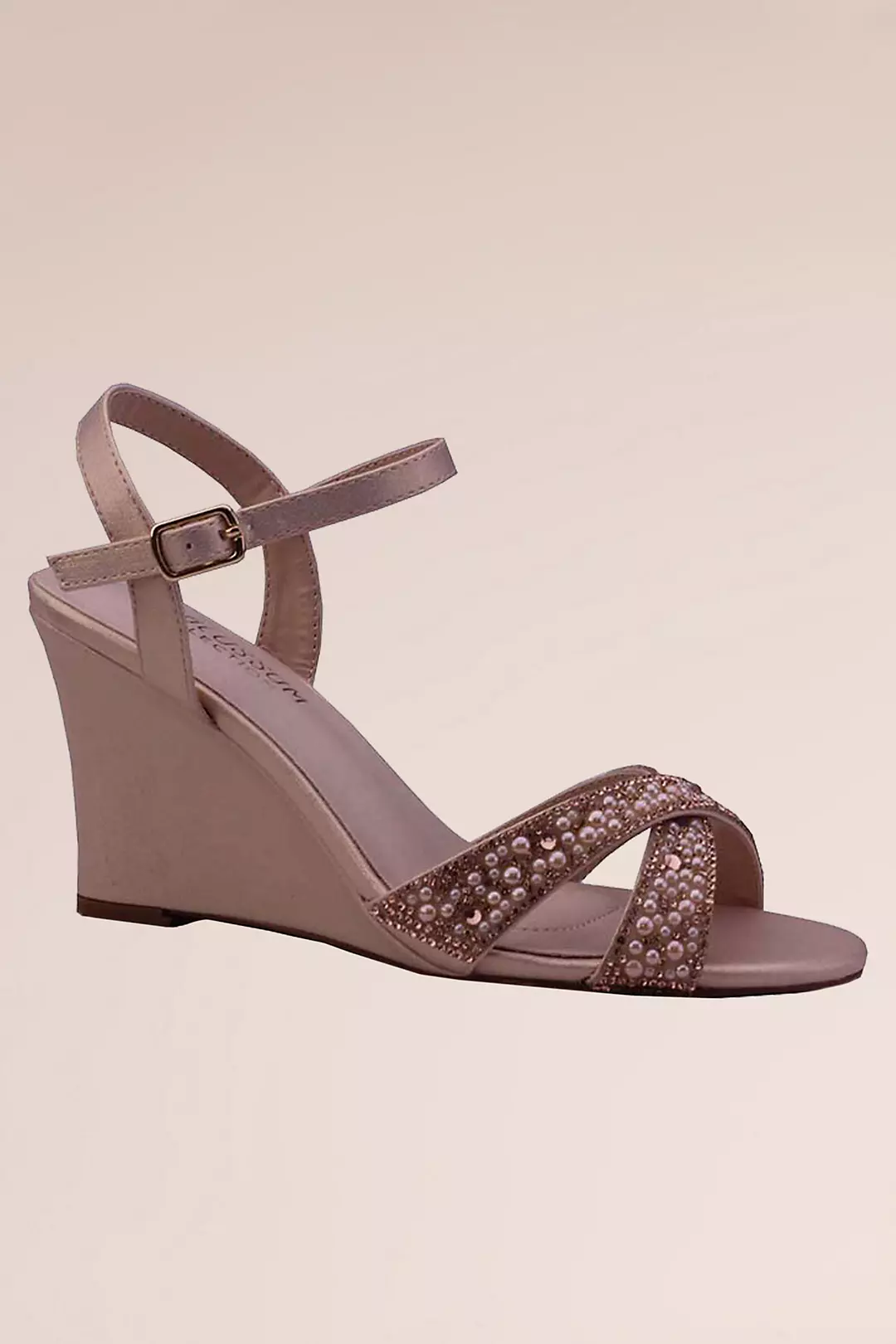 Tonal Crystal Crisscross Wedge Sandals - Image 3
