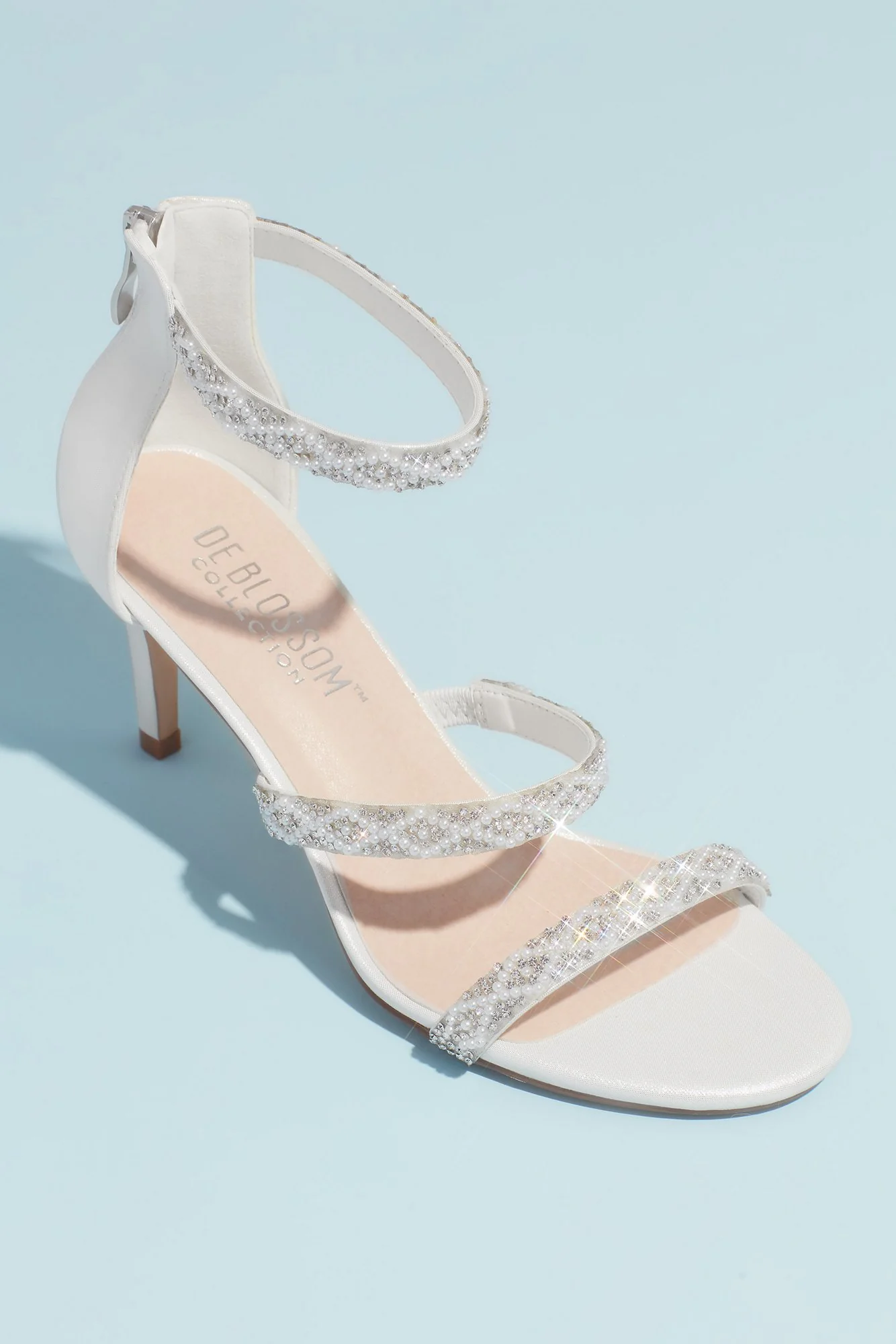 Triple Beaded Strap Heeled Sandals