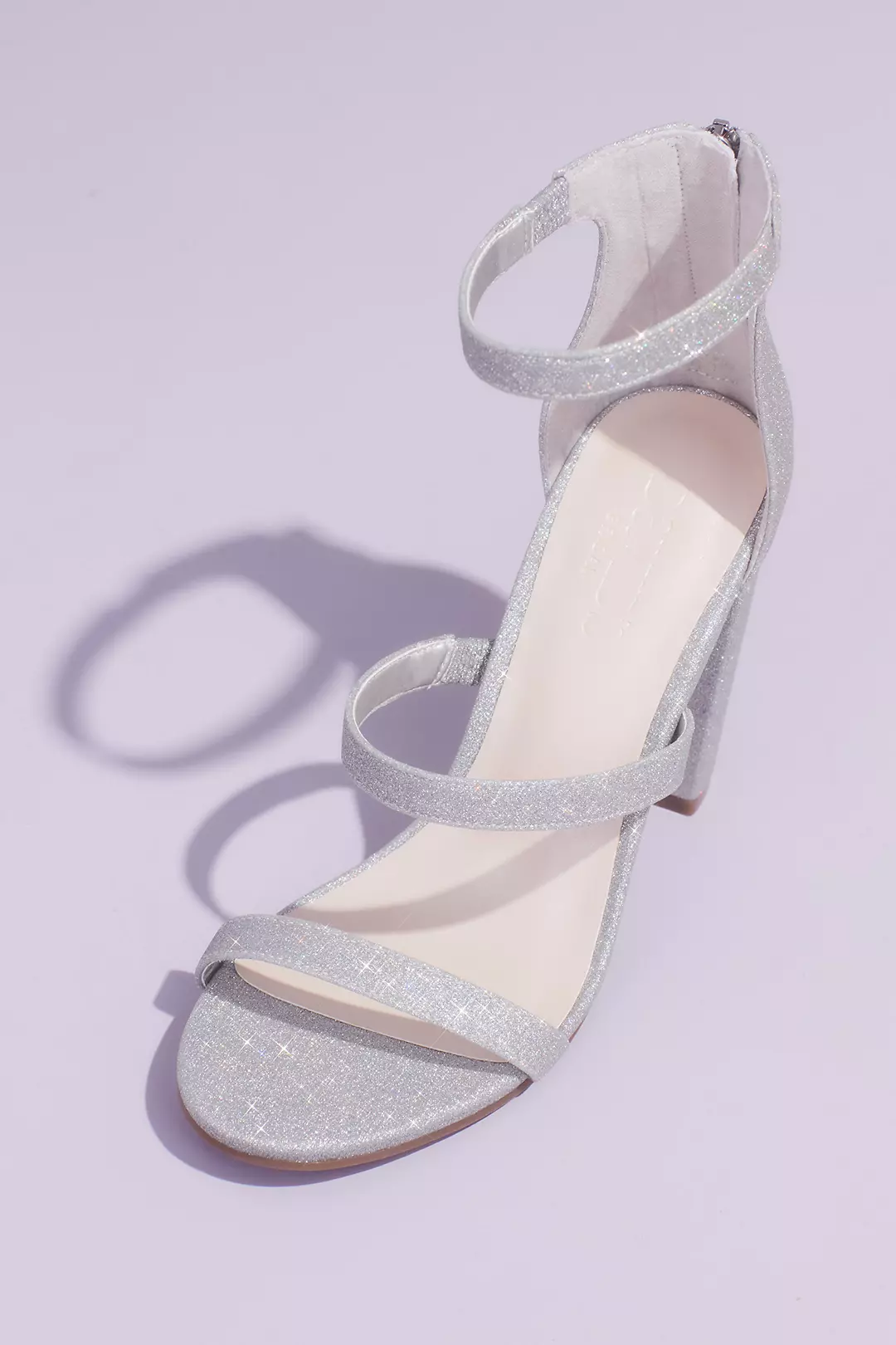 Triple Strap Block Heel Glitter Sandals - Image 8