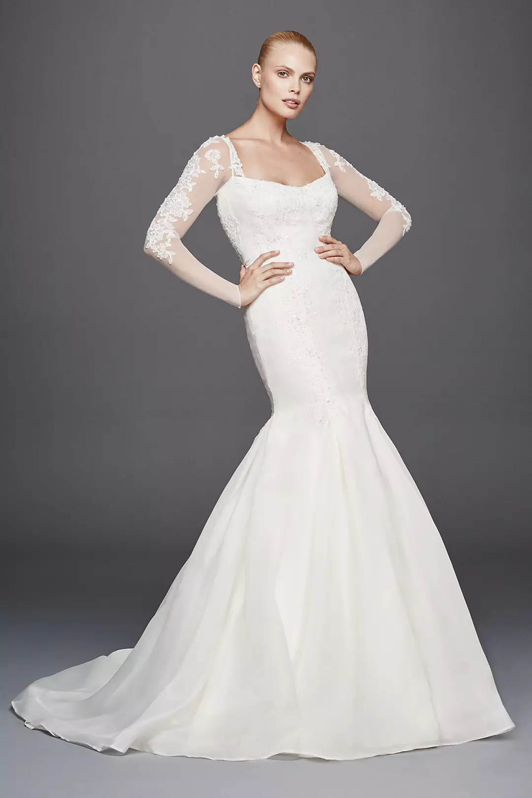 Truly Zac Posen Long Illusion Sleeve Wedding Dress - Image 2