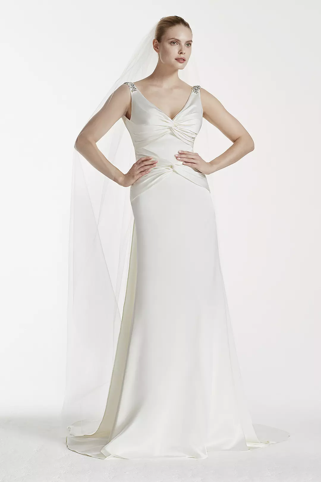 Truly Zac Posen Ruched V-Neck Satin Wedding Dress