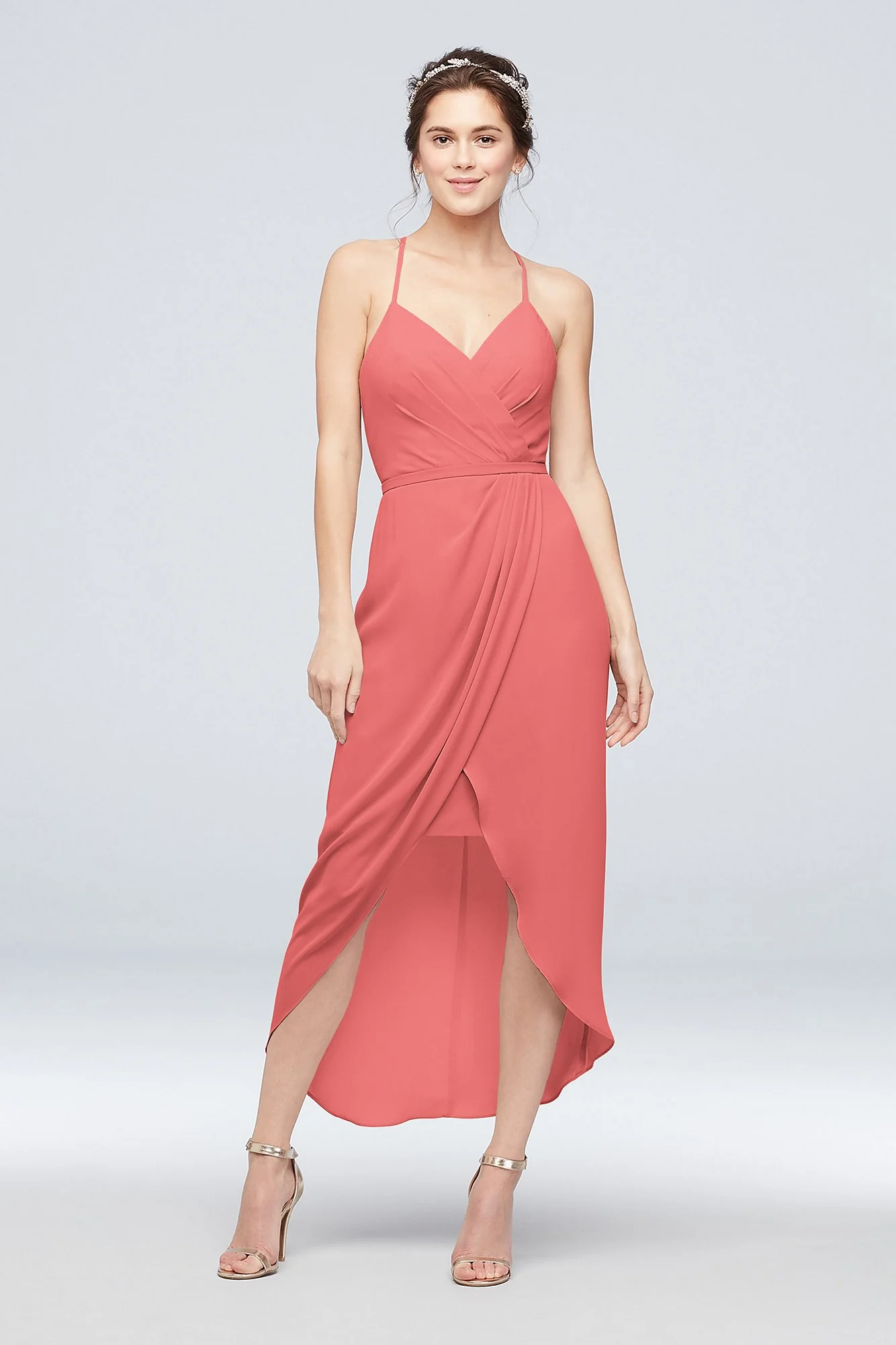 Tulip Hem Georgette Midi Bridesmaid Dress - Image 26