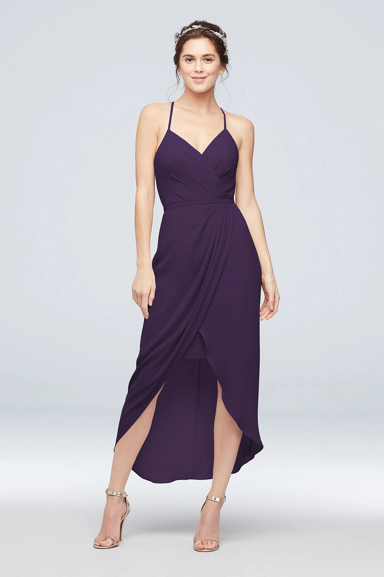 Tulip Hem Georgette Midi Bridesmaid Dress - Image 31