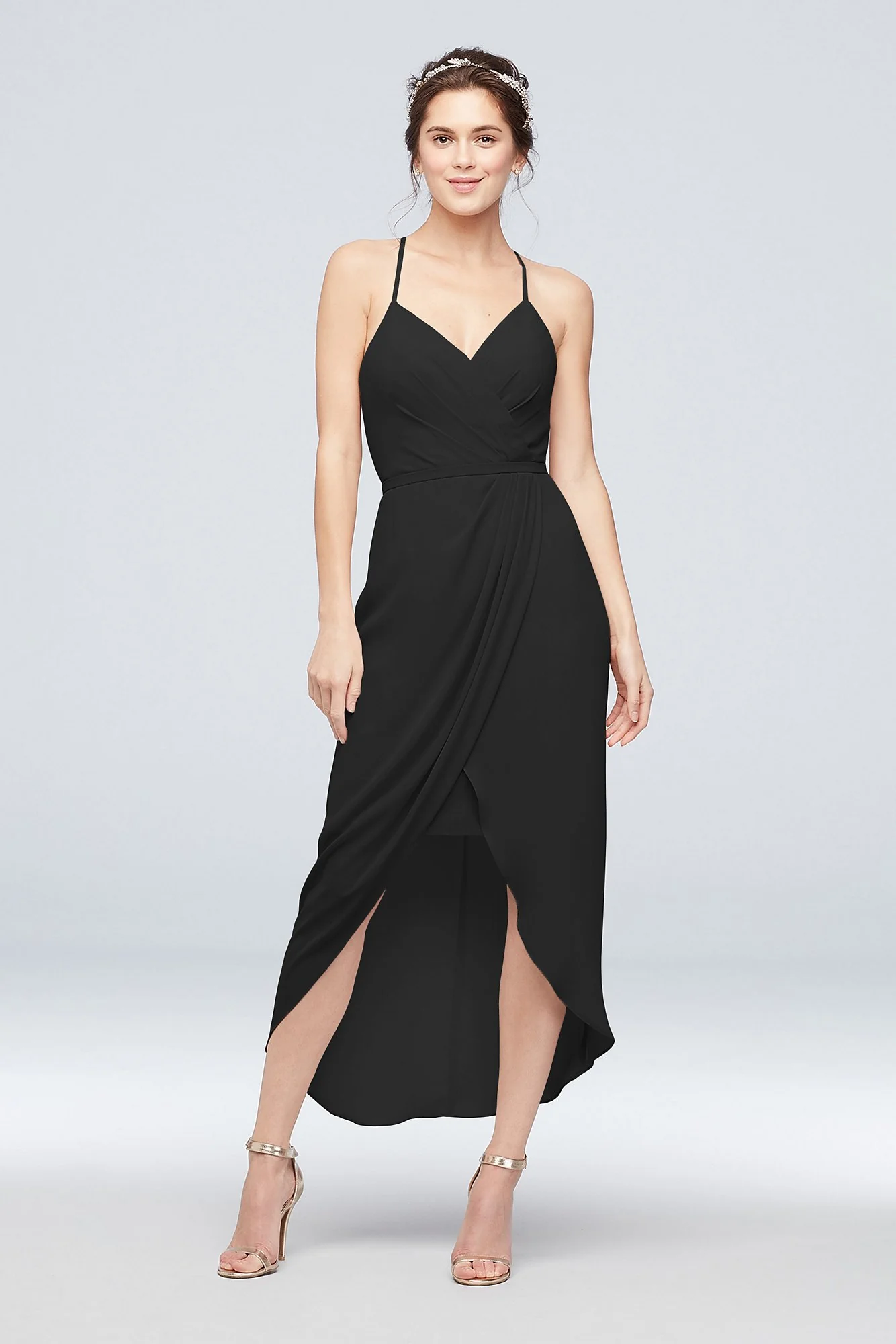 Tulip Hem Georgette Midi Bridesmaid Dress - Image 33