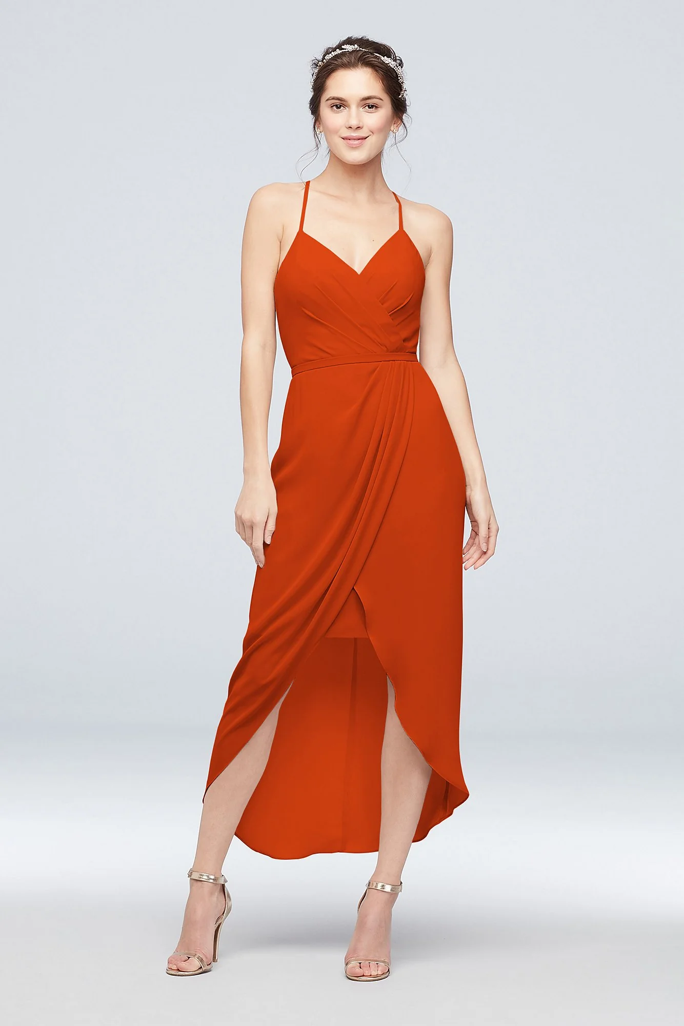 Tulip Hem Georgette Midi Bridesmaid Dress - Image 35