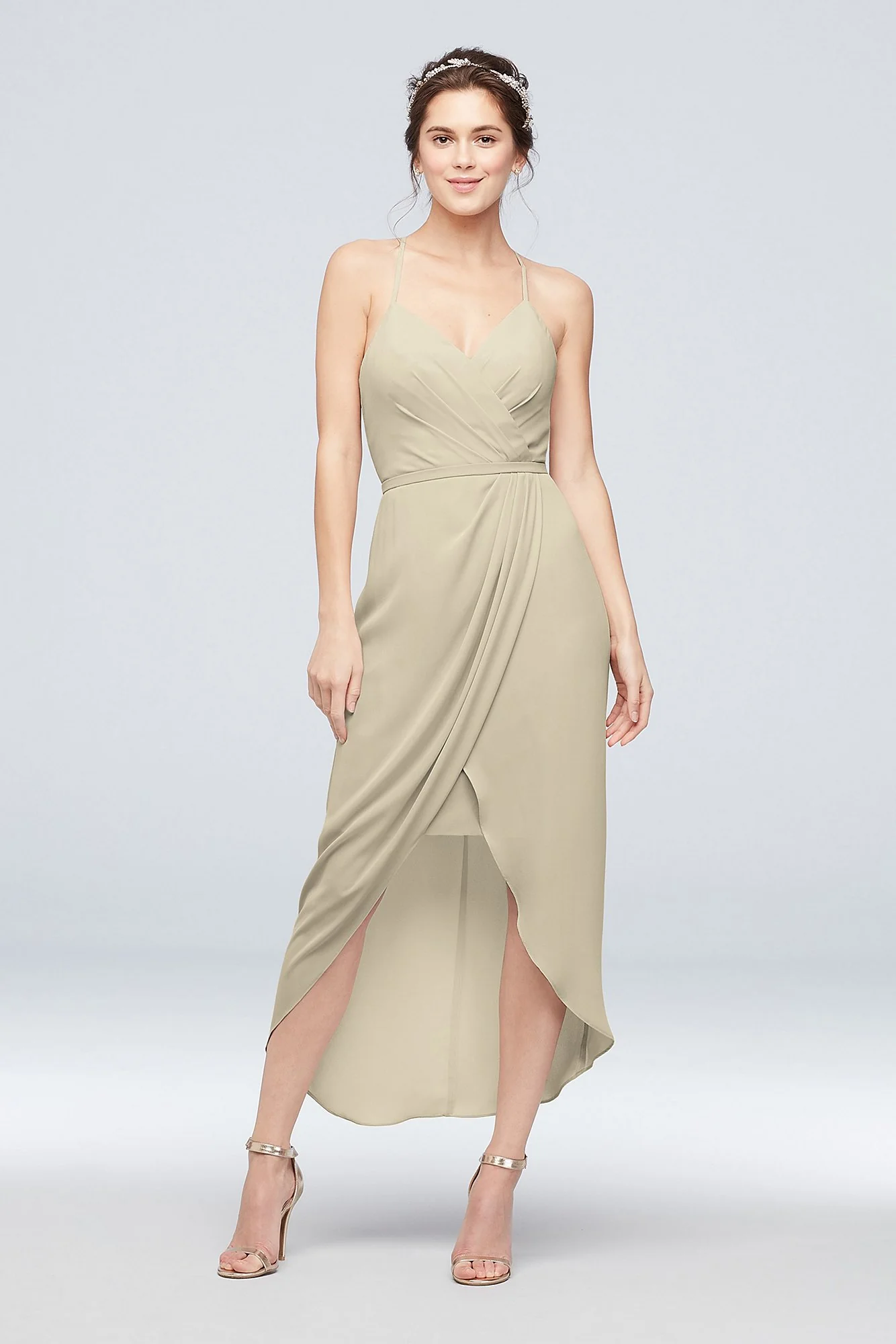 Tulip Hem Georgette Midi Bridesmaid Dress - Image 40