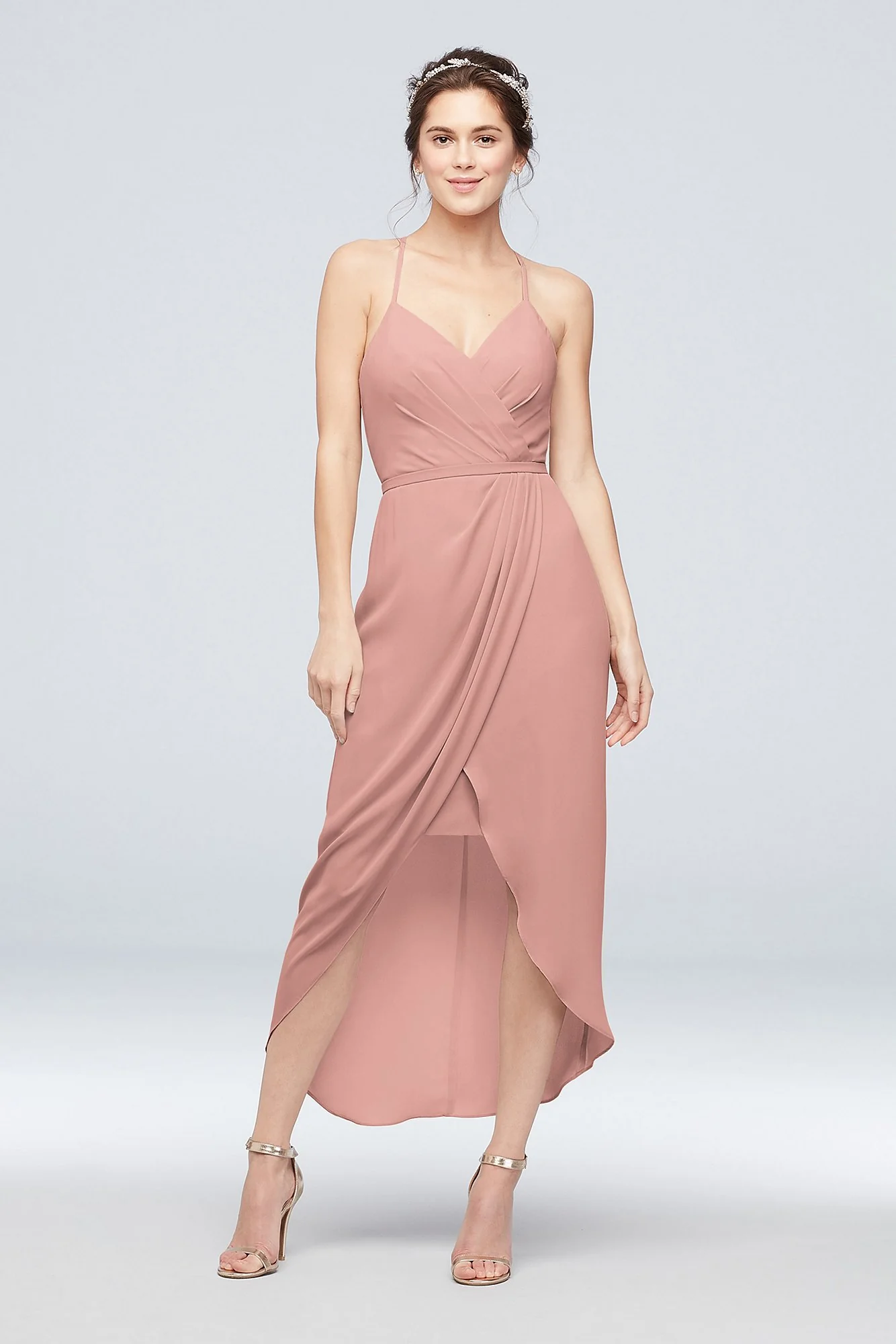 Tulip Hem Georgette Midi Bridesmaid Dress - Image 42