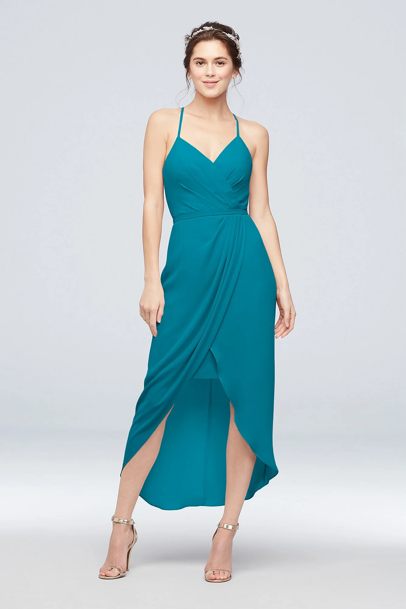 Tulip Hem Georgette Midi Bridesmaid Dress - Image 44