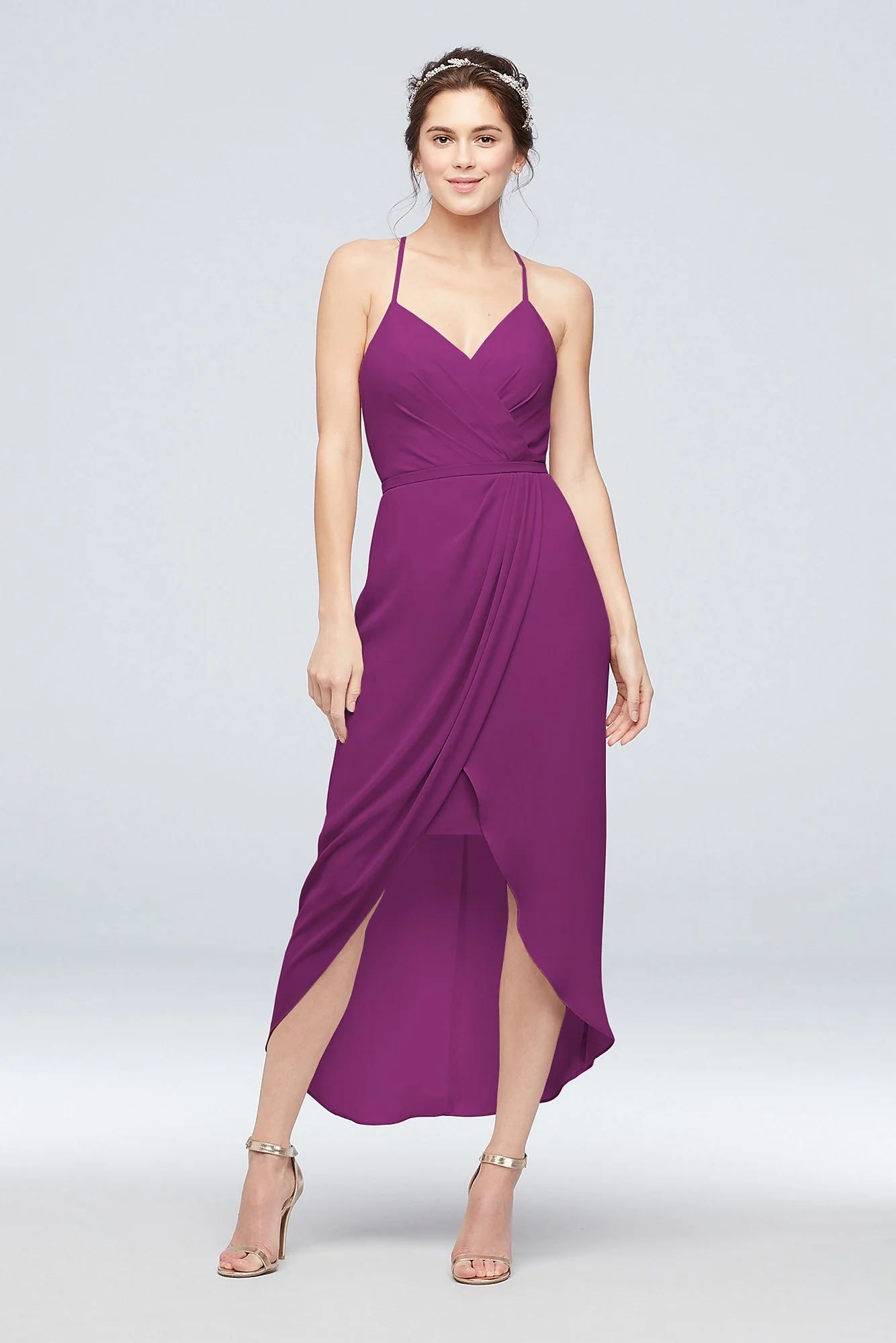 Tulip Hem Georgette Midi Bridesmaid Dress - Image 55