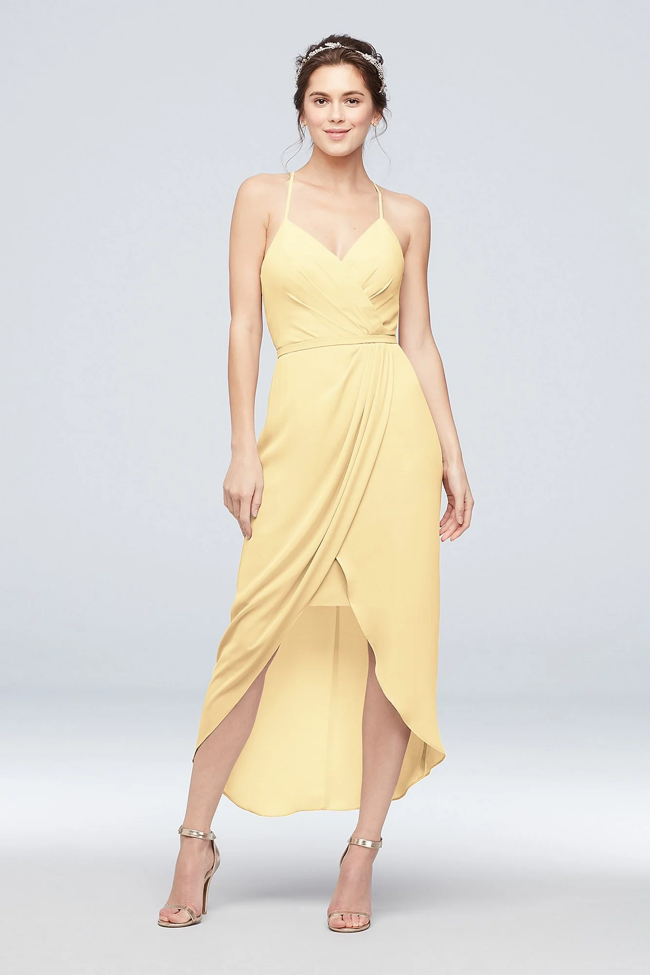 Tulip Hem Georgette Midi Bridesmaid Dress - Image 59