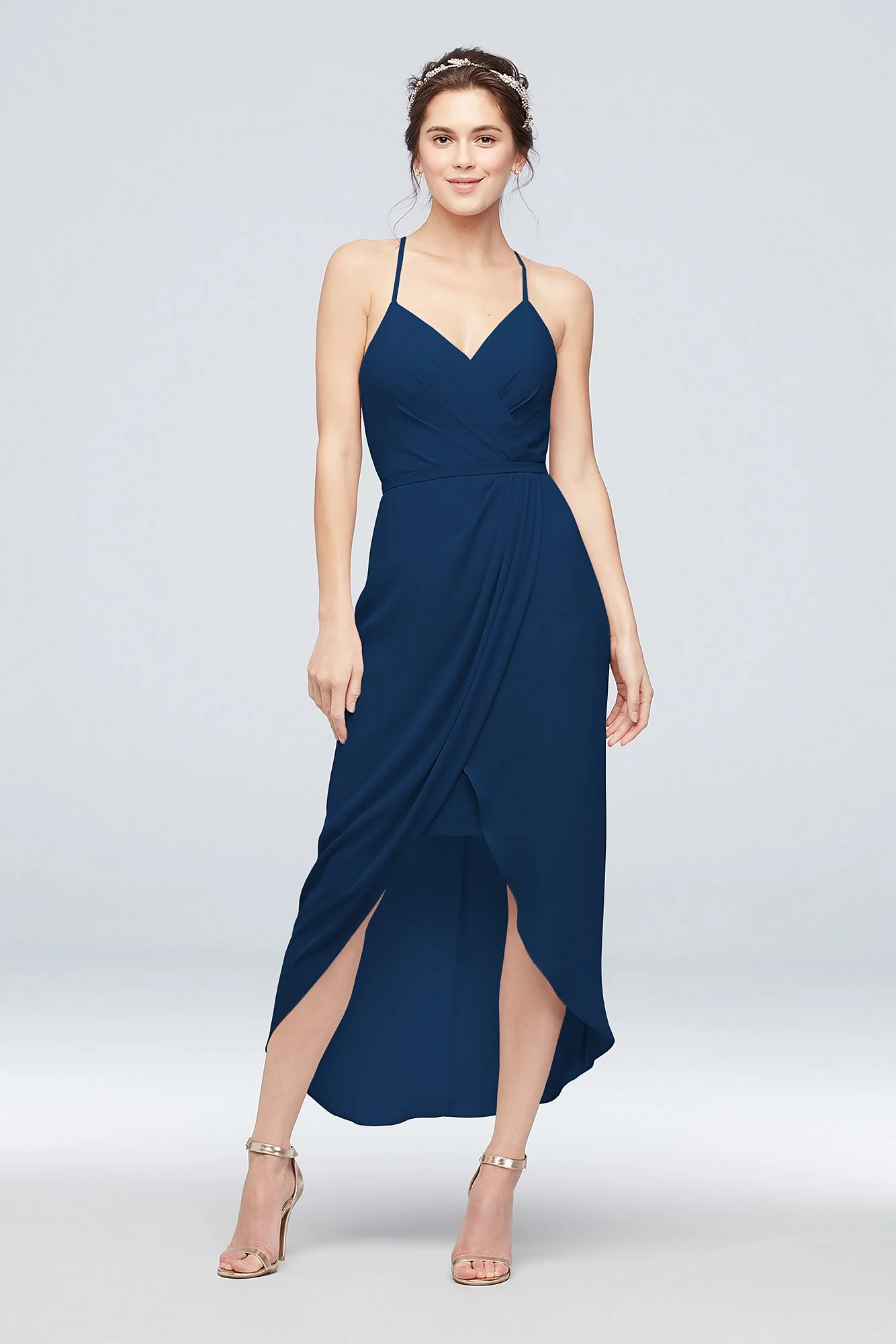 Tulip Hem Georgette Midi Bridesmaid Dress - Image 6