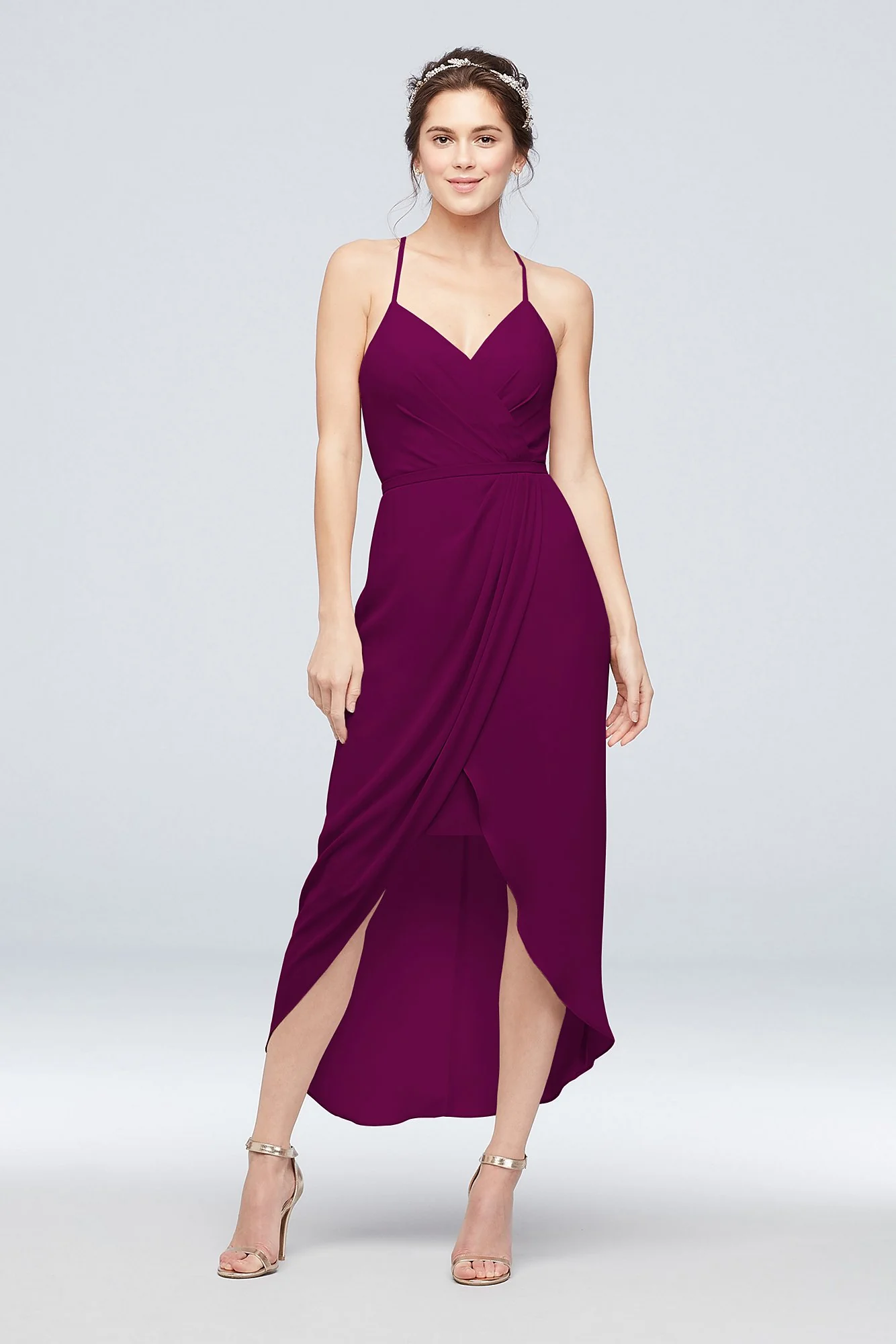 Tulip Hem Georgette Midi Bridesmaid Dress - Image 63