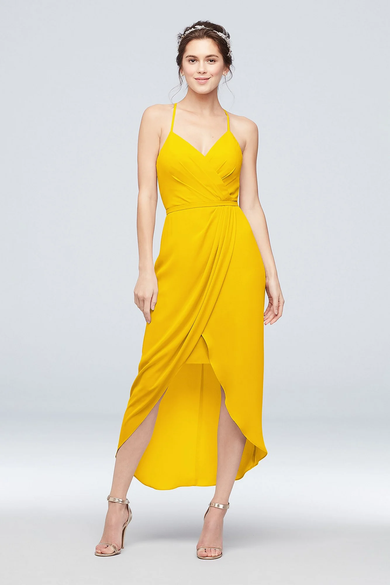 Tulip Hem Georgette Midi Bridesmaid Dress - Image 66