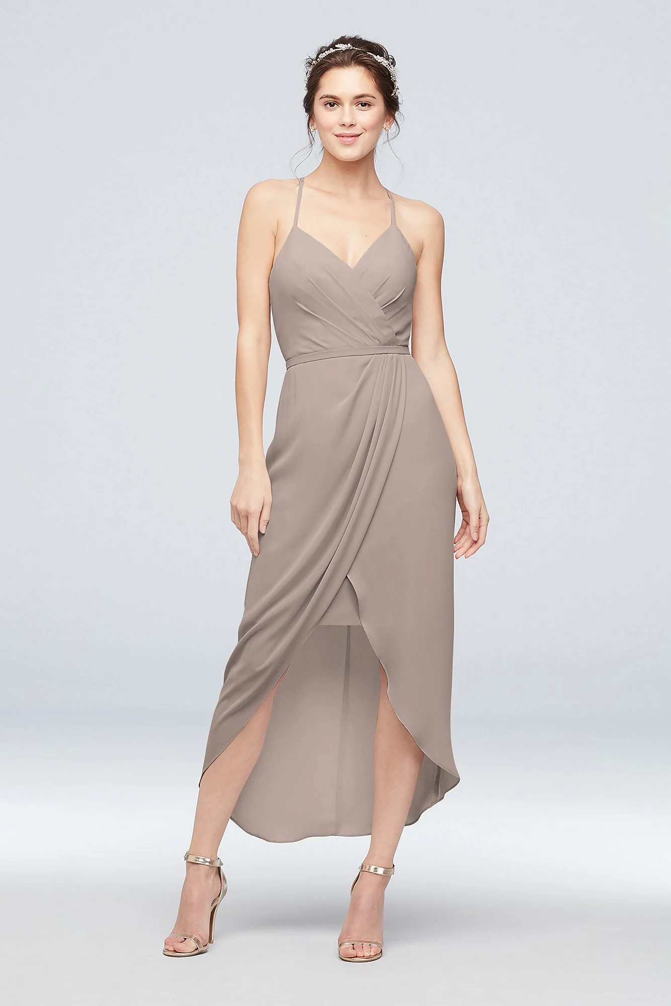 Tulip Hem Georgette Midi Bridesmaid Dress - Image 67