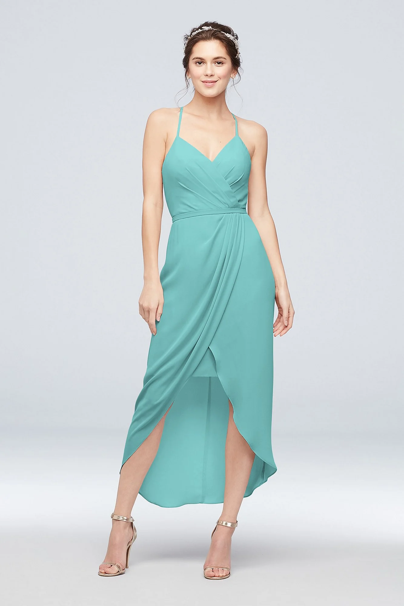 Tulip Hem Georgette Midi Bridesmaid Dress - Image 68