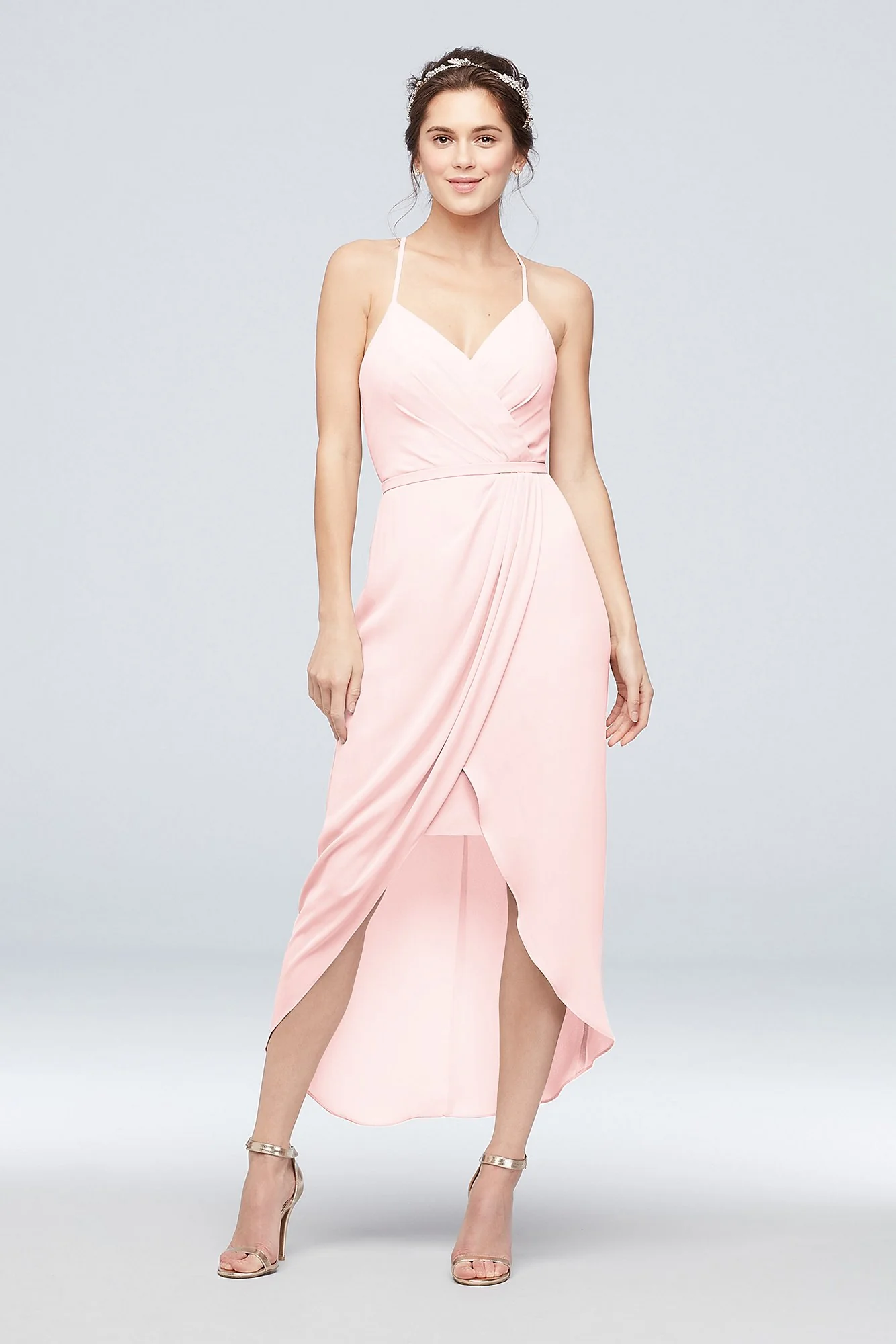Tulip Hem Georgette Midi Bridesmaid Dress - Image 72