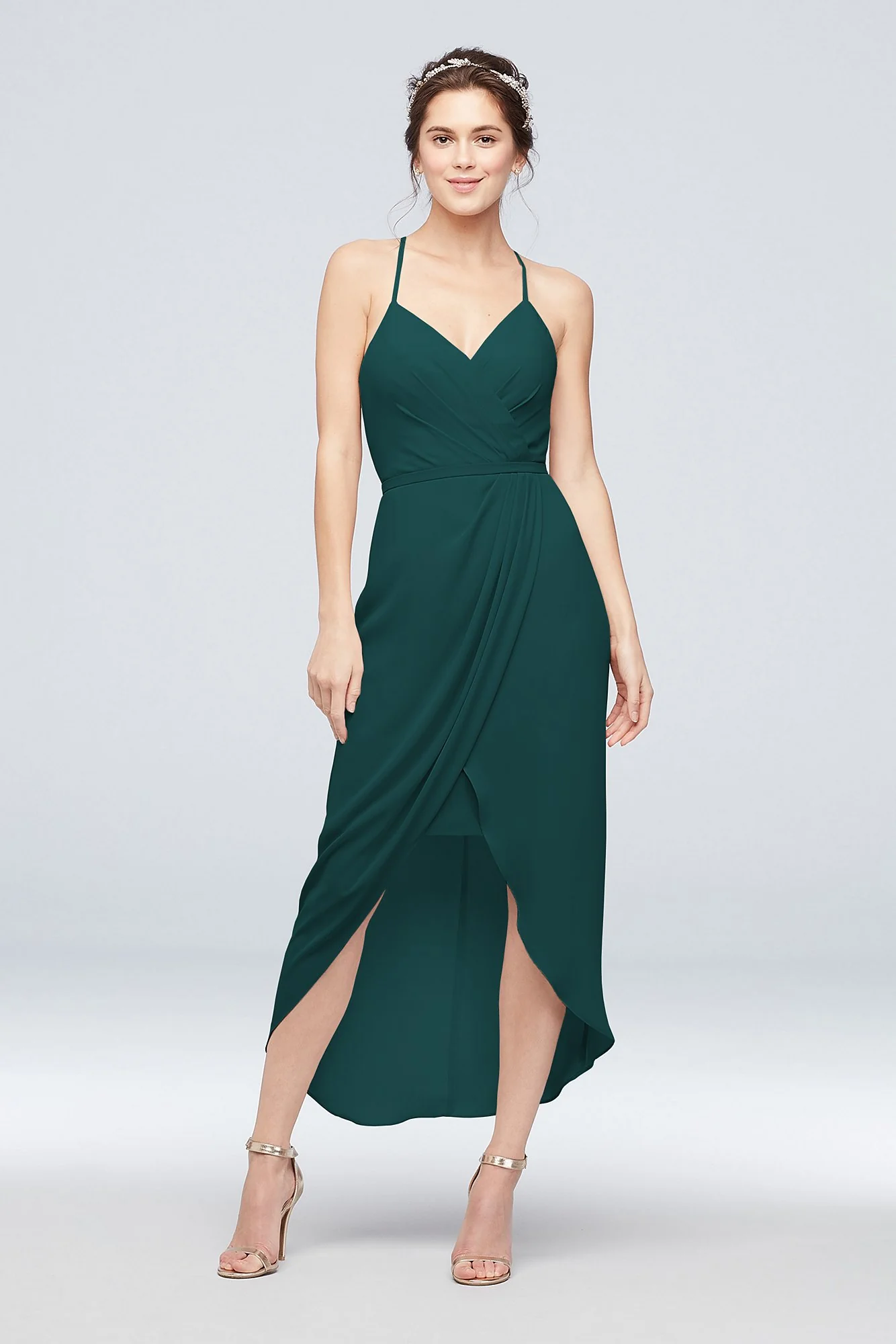 Tulip Hem Georgette Midi Bridesmaid Dress - Image 73