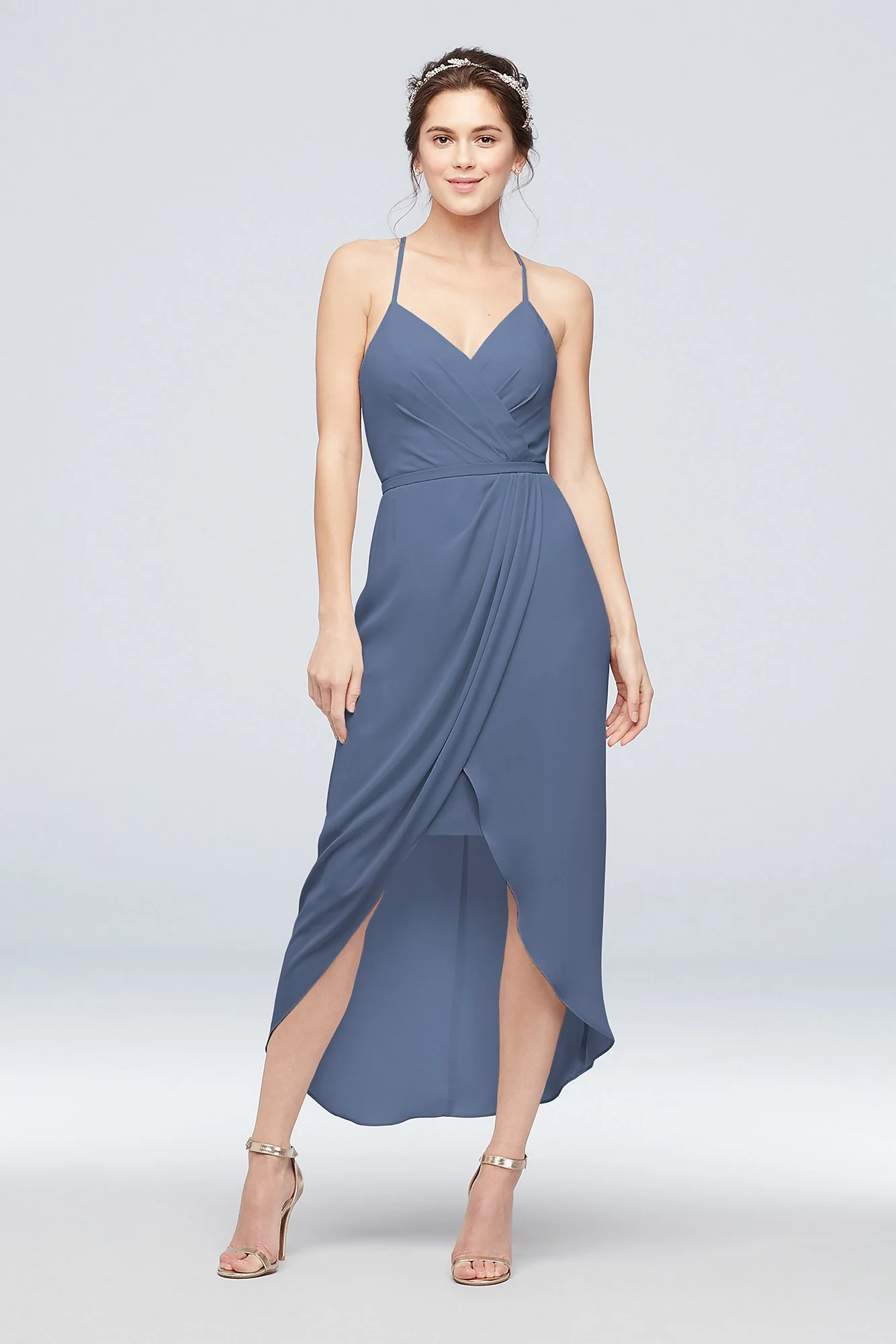 Tulip Hem Georgette Midi Bridesmaid Dress - Image 80