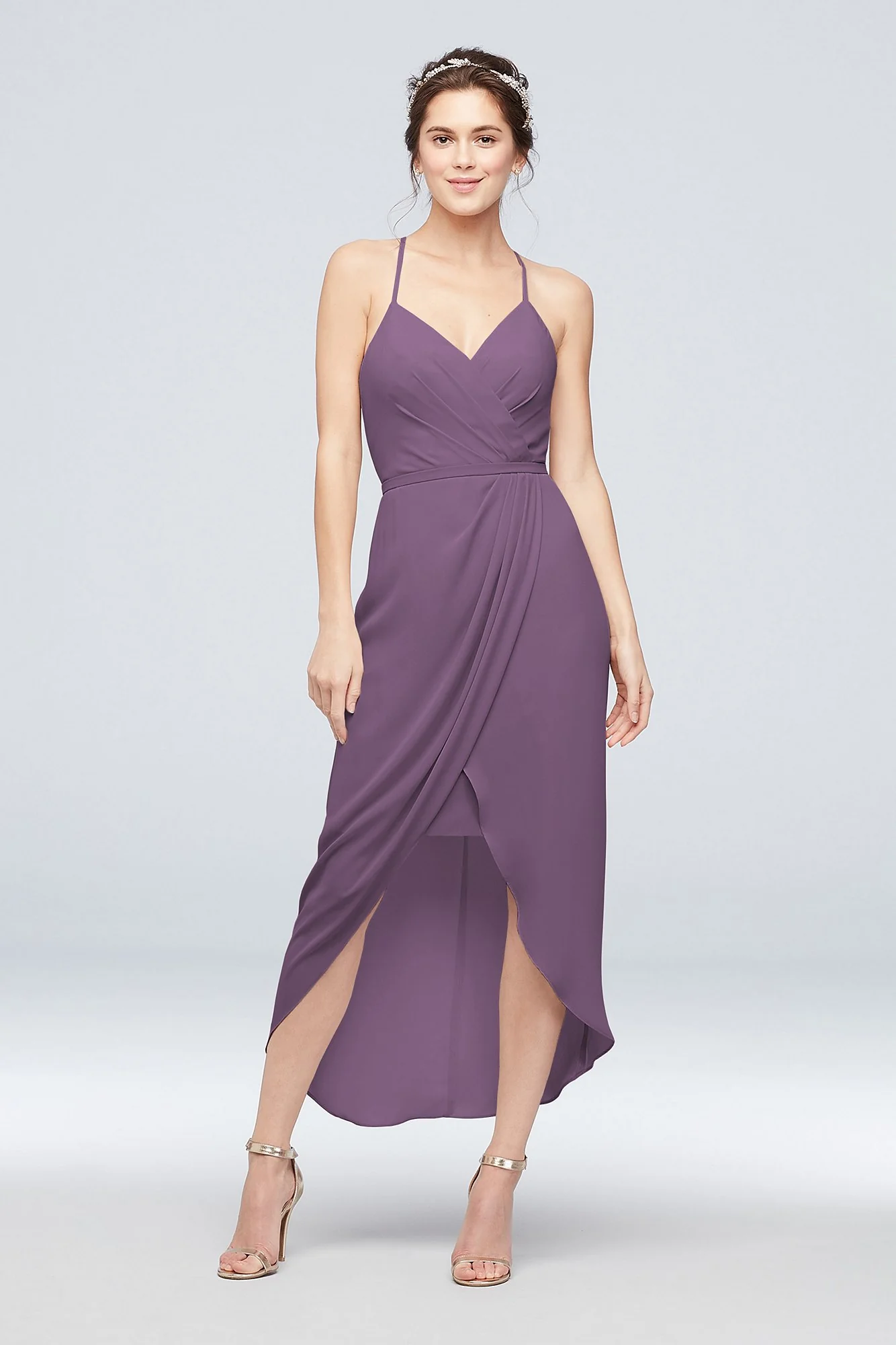 Tulip Hem Georgette Midi Bridesmaid Dress - Image 87