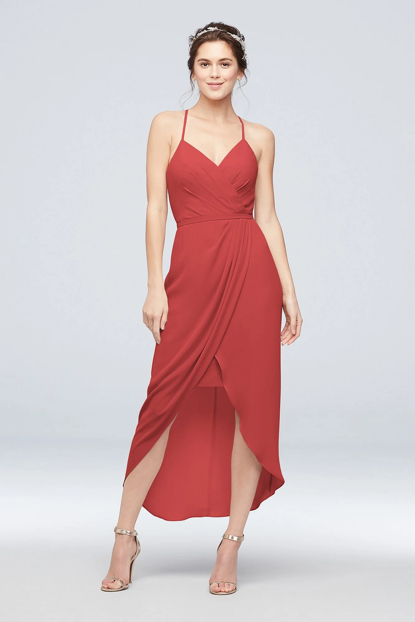 Tulip Hem Georgette Midi Bridesmaid Dress - Image 93