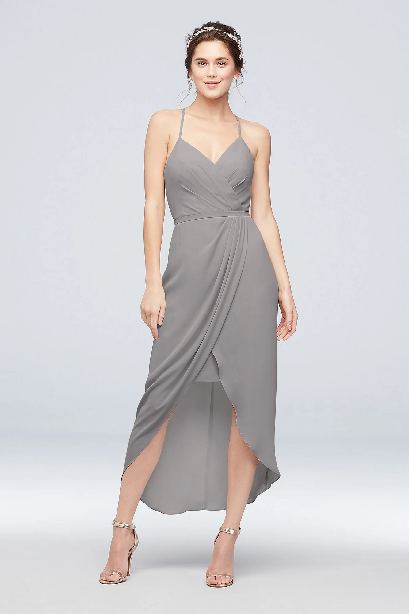 Tulip Hem Georgette Midi Bridesmaid Dress - Image 95