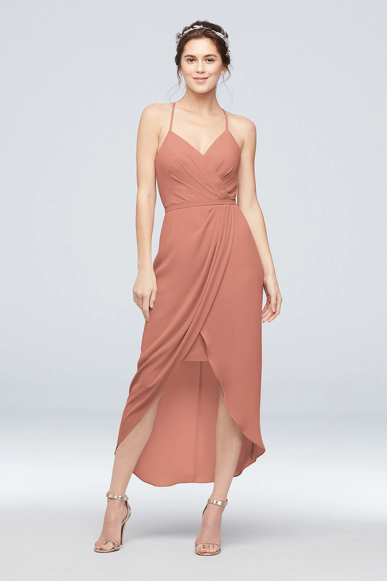 Tulip Hem Georgette Midi Bridesmaid Dress - Image 97